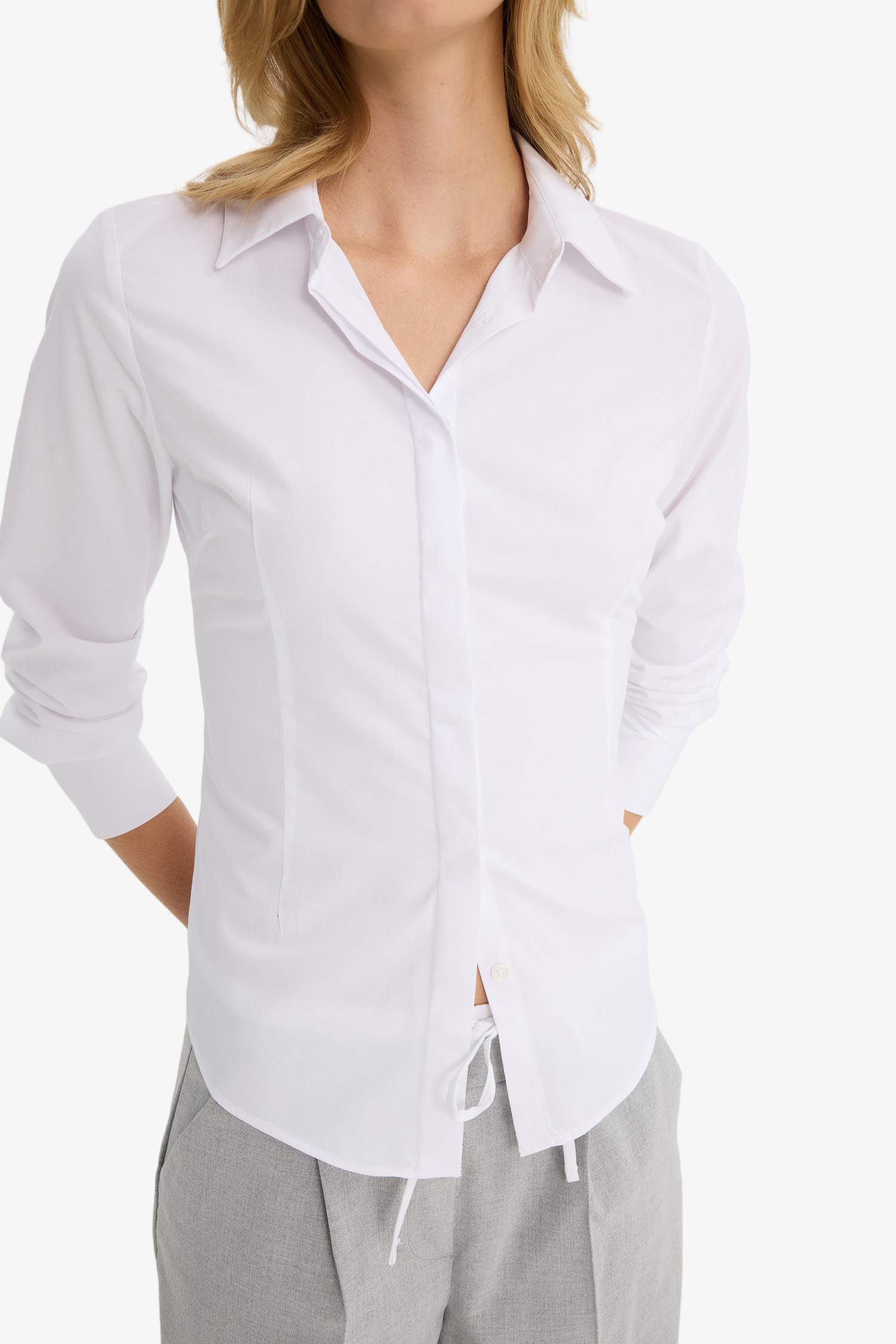 Chemise en bengaline à manches longues Coupe ajustée