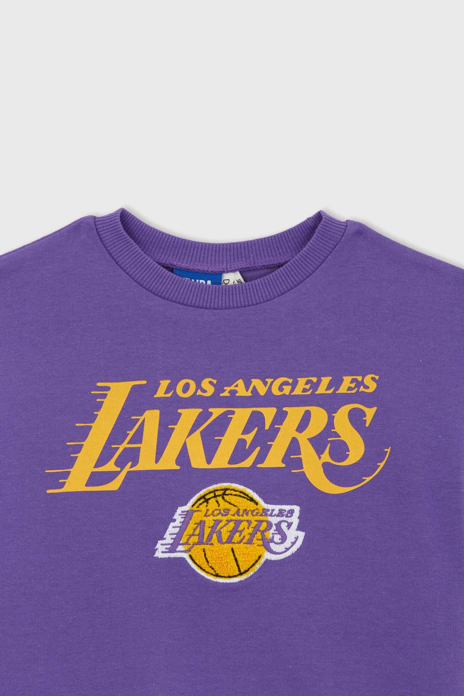 Ecru MAN Defacto Fit NBA Los Angeles Lakers Regular Fit Printed Back Crew  Neck T-Shirt 2803203