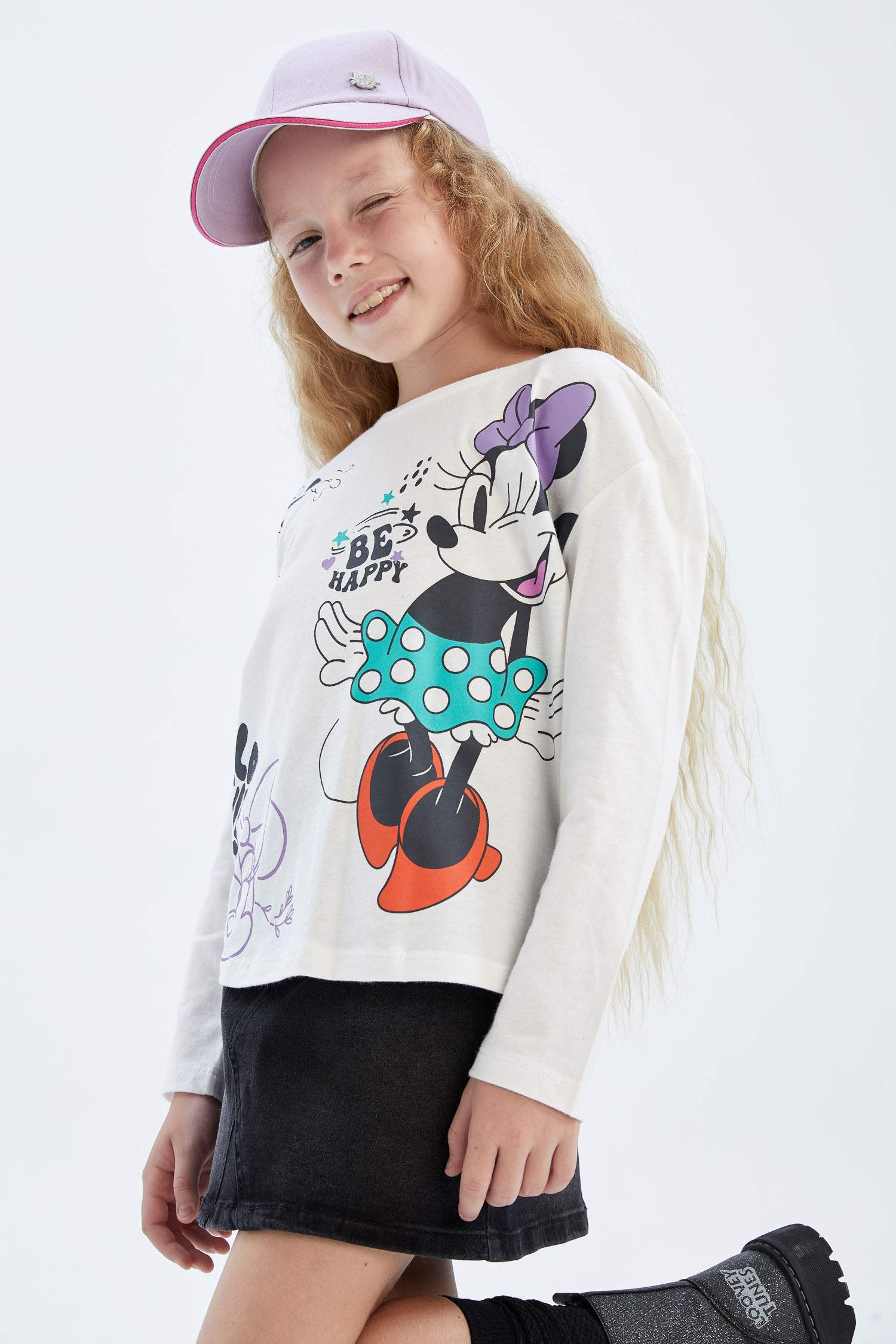 Ecru GIRLS & TEENS Regular Fit Mickey & Minnie Licensed Long Sleeve ...