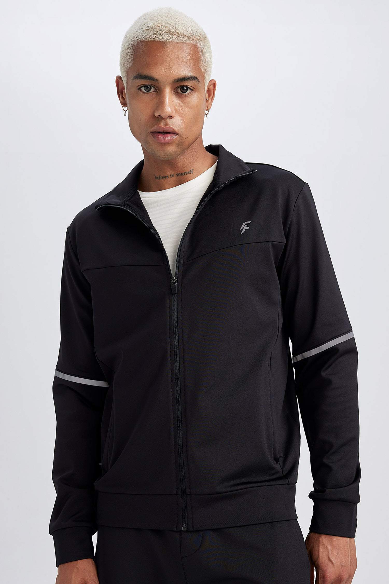 DeFactoFit Slim Fit Scuba Diving Fabric Zippered Sweatshirt