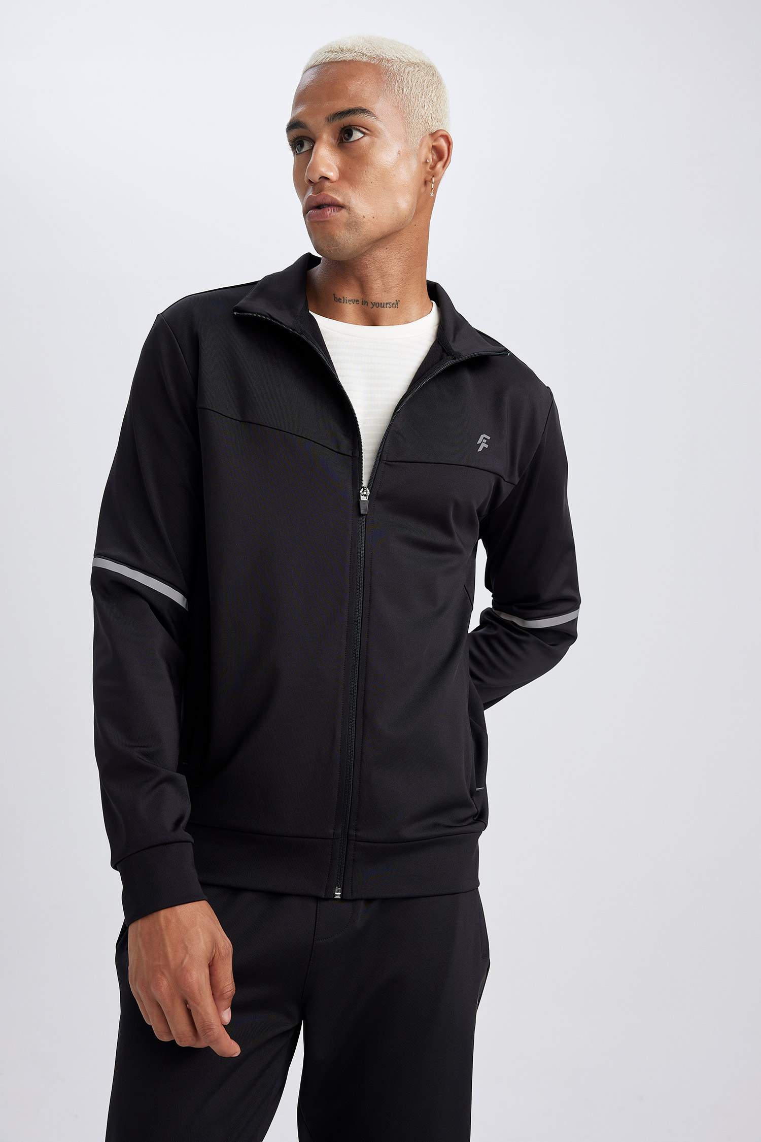 DeFactoFit Slim Fit Scuba Diving Fabric Zippered Sweatshirt