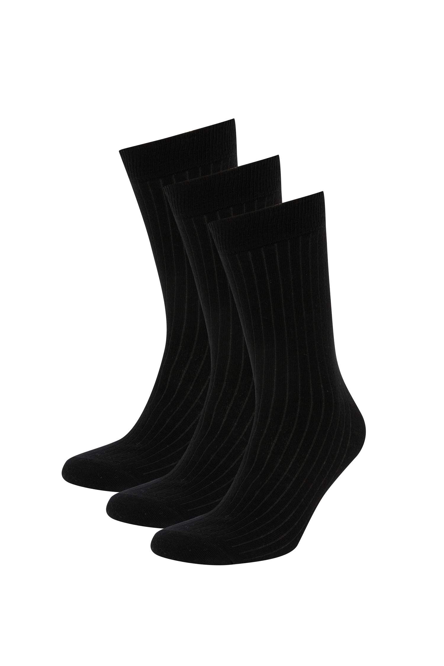 Black MEN Men 3 Pack Cotton Long Socks 2655121 | DeFacto