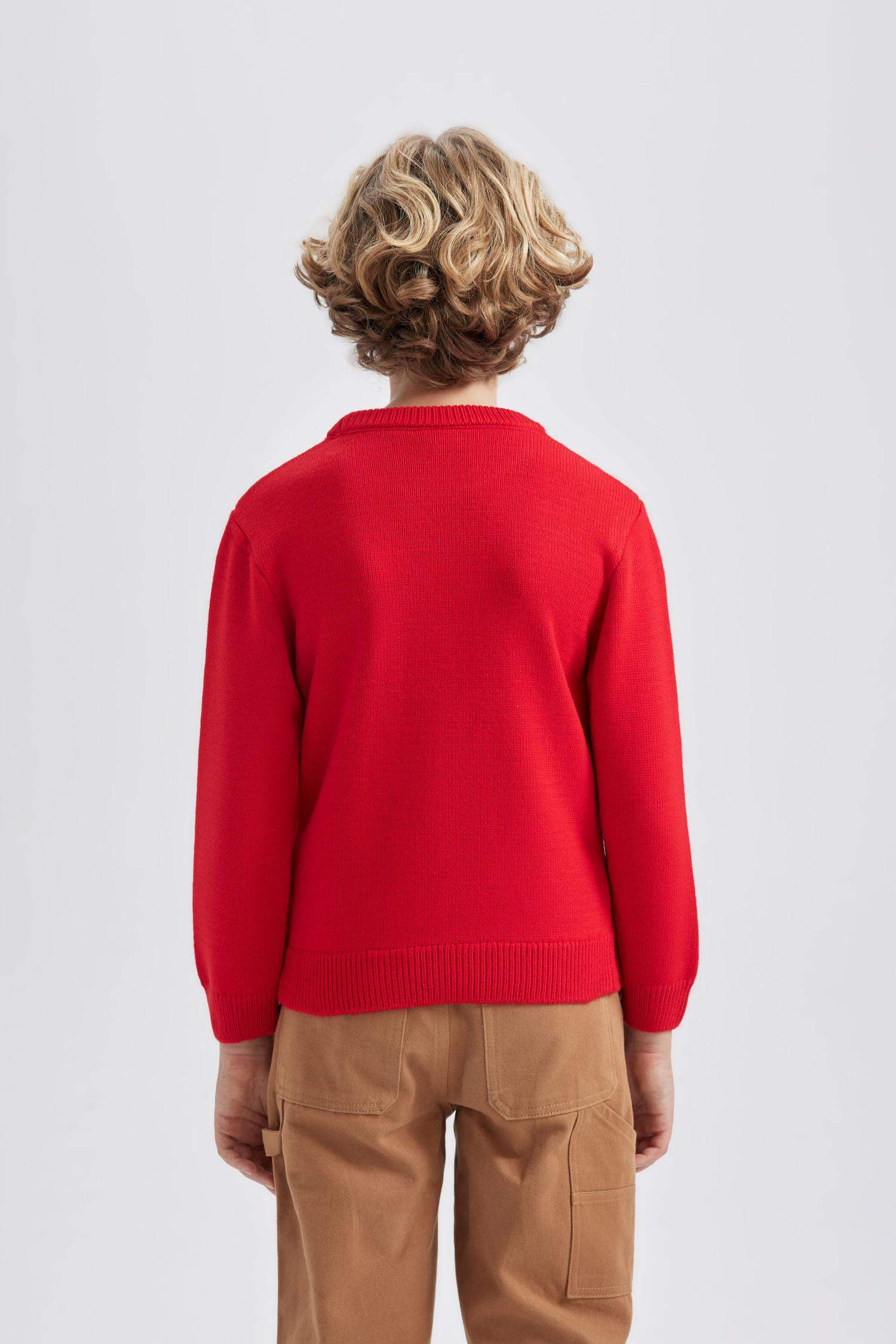 Erkek Çocuk Yılbaşı Temalı Mini Me Bisiklet Yaka Triko Kazak