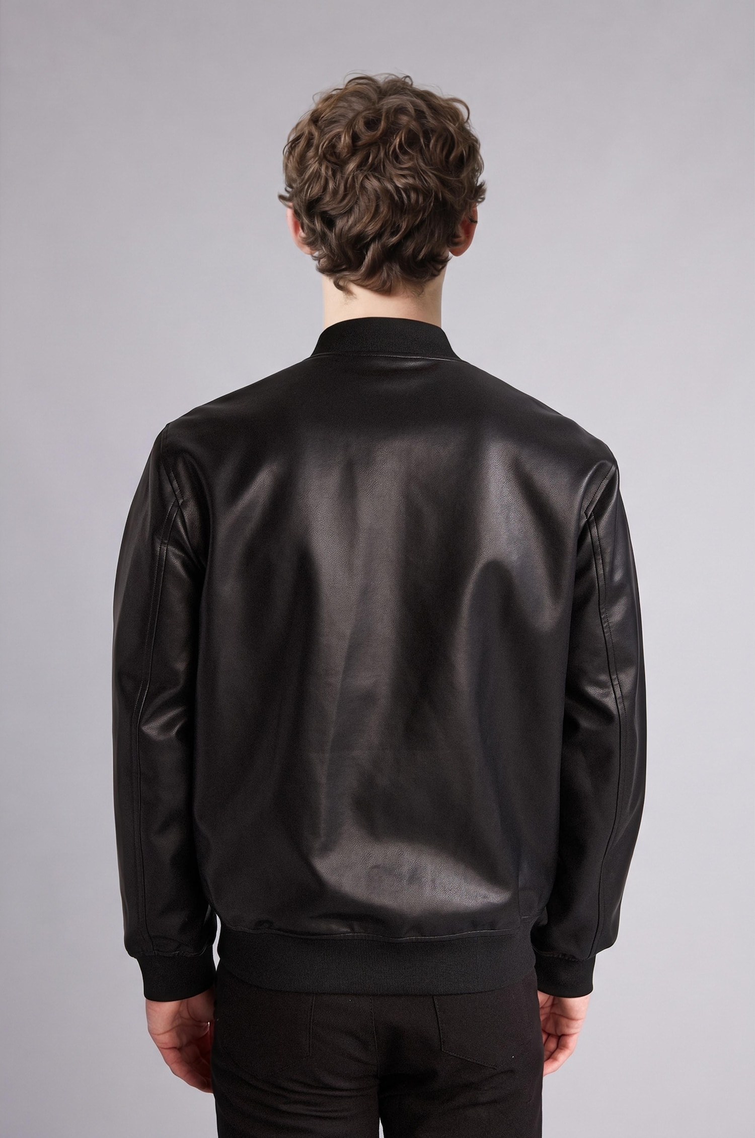 DeFacto Su Geçirmez Slim Fit Kolej Yaka Suni Deri Bomber Mont görsel 6