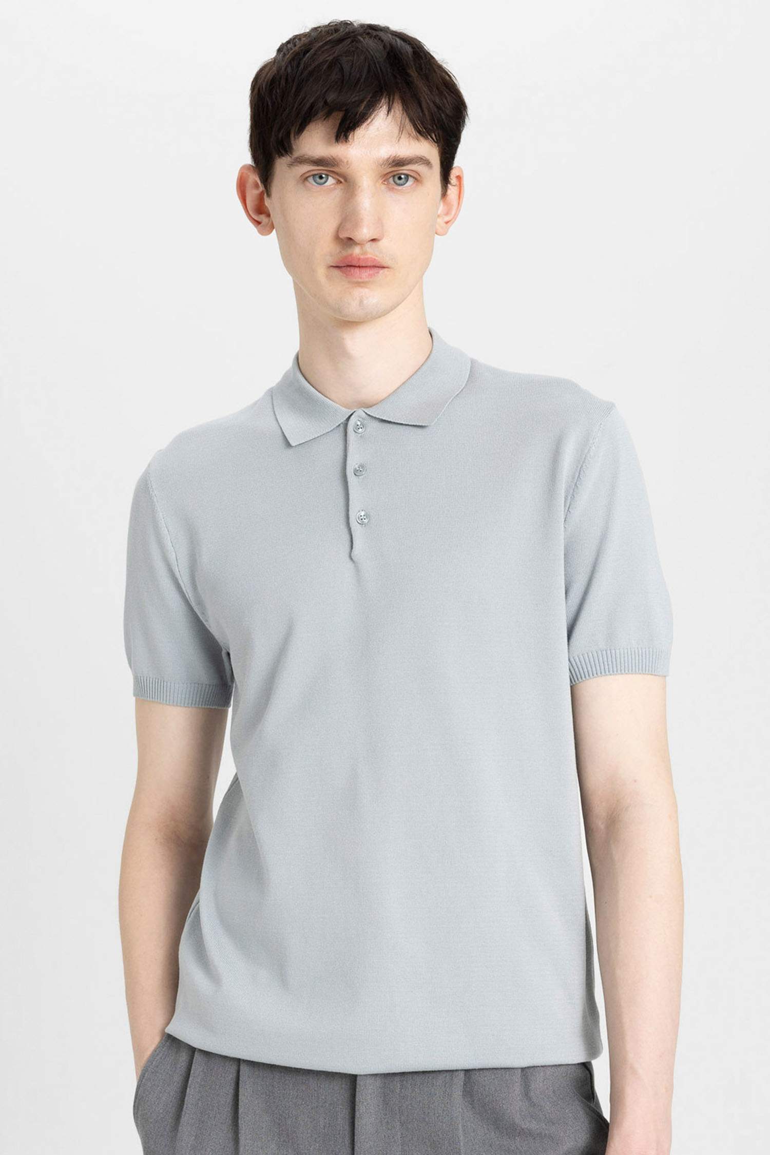 T-Shirt Polo en tricot Slim à Manches Courtes