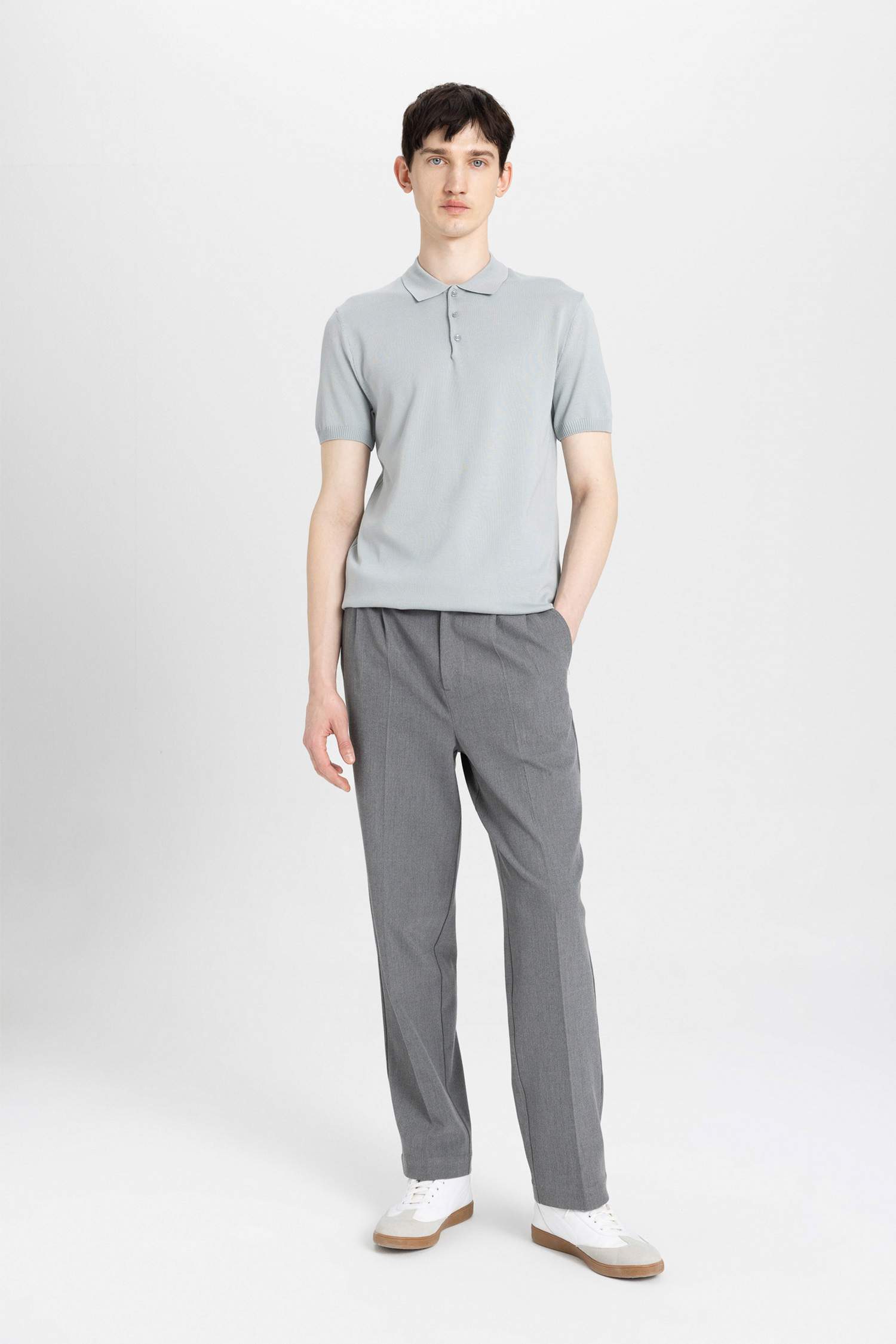 T-Shirt Polo en tricot Slim à Manches Courtes