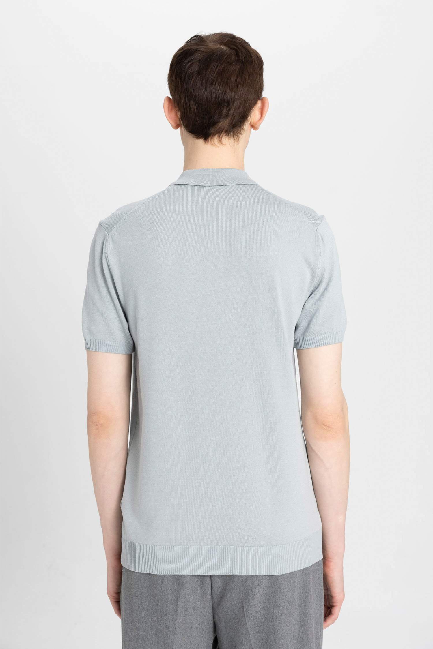 T-Shirt Polo en tricot Slim à Manches Courtes