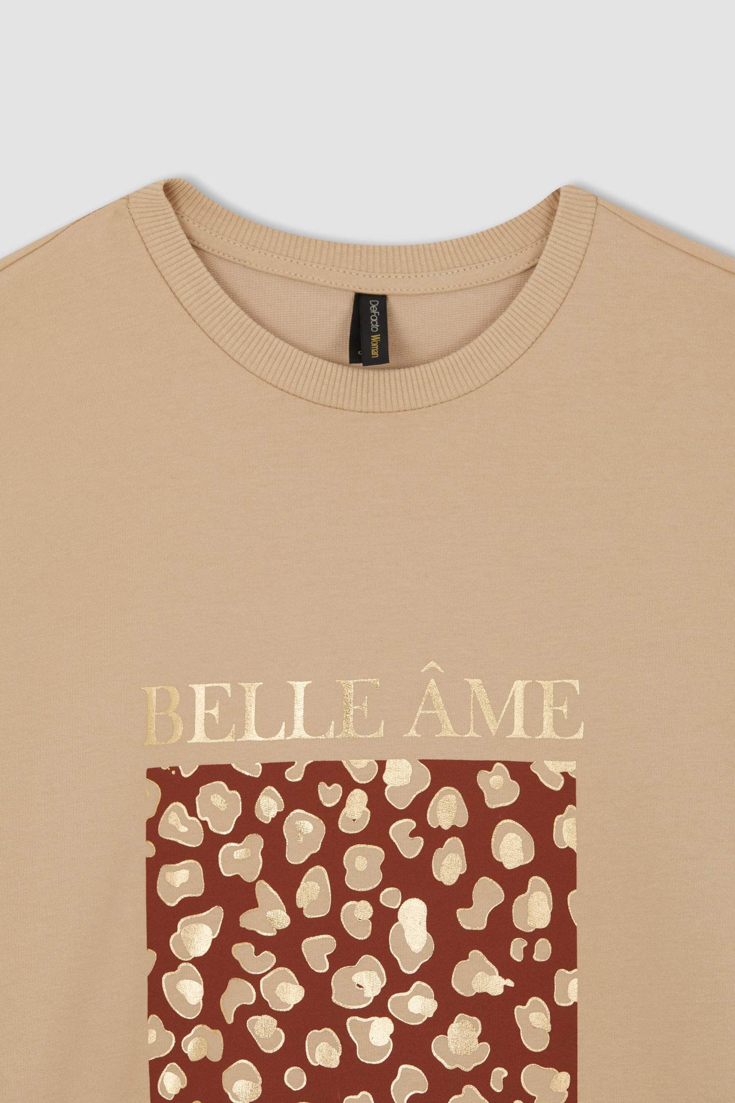 سويت تونيك قماش رقيق مطبوع قصة مريحة بياقة مستديرة