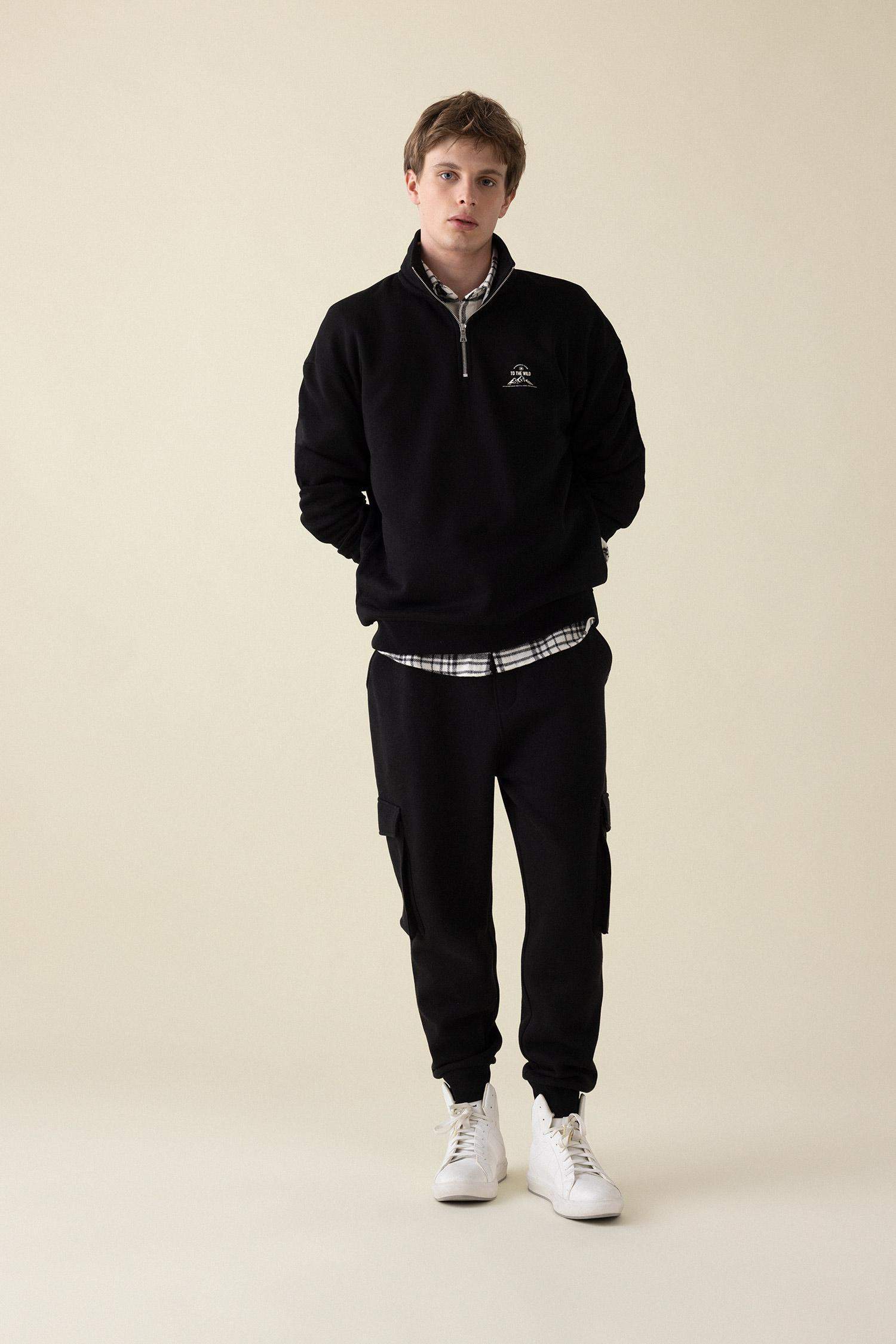 Regular Fit Jogger Eşofman Altı Kargo Cepli Basic Düz Beli Bağcıklı Lastikli Paça