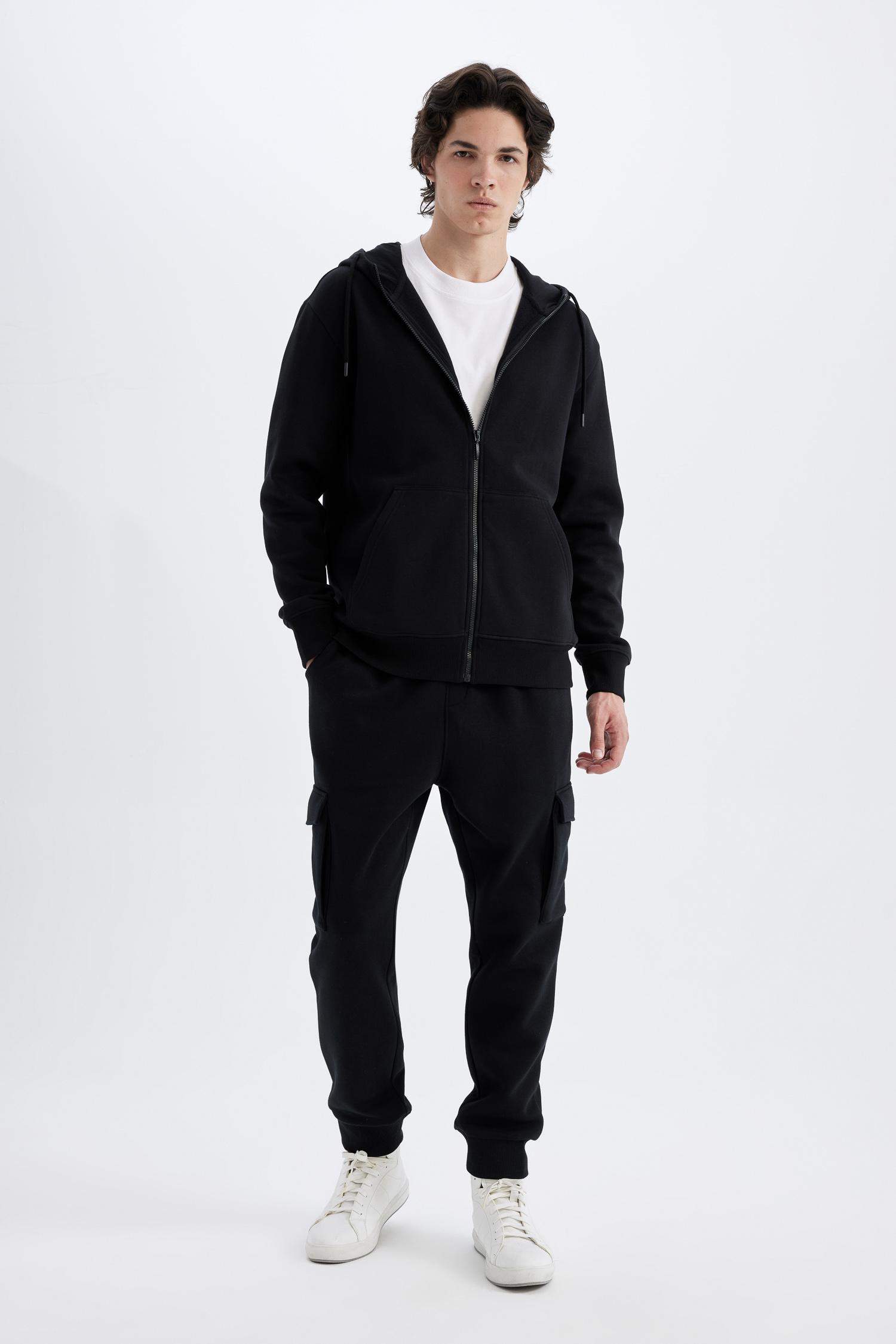 Regular Fit Jogger Eşofman Altı Kargo Cepli Basic Düz Beli Bağcıklı Lastikli Paça