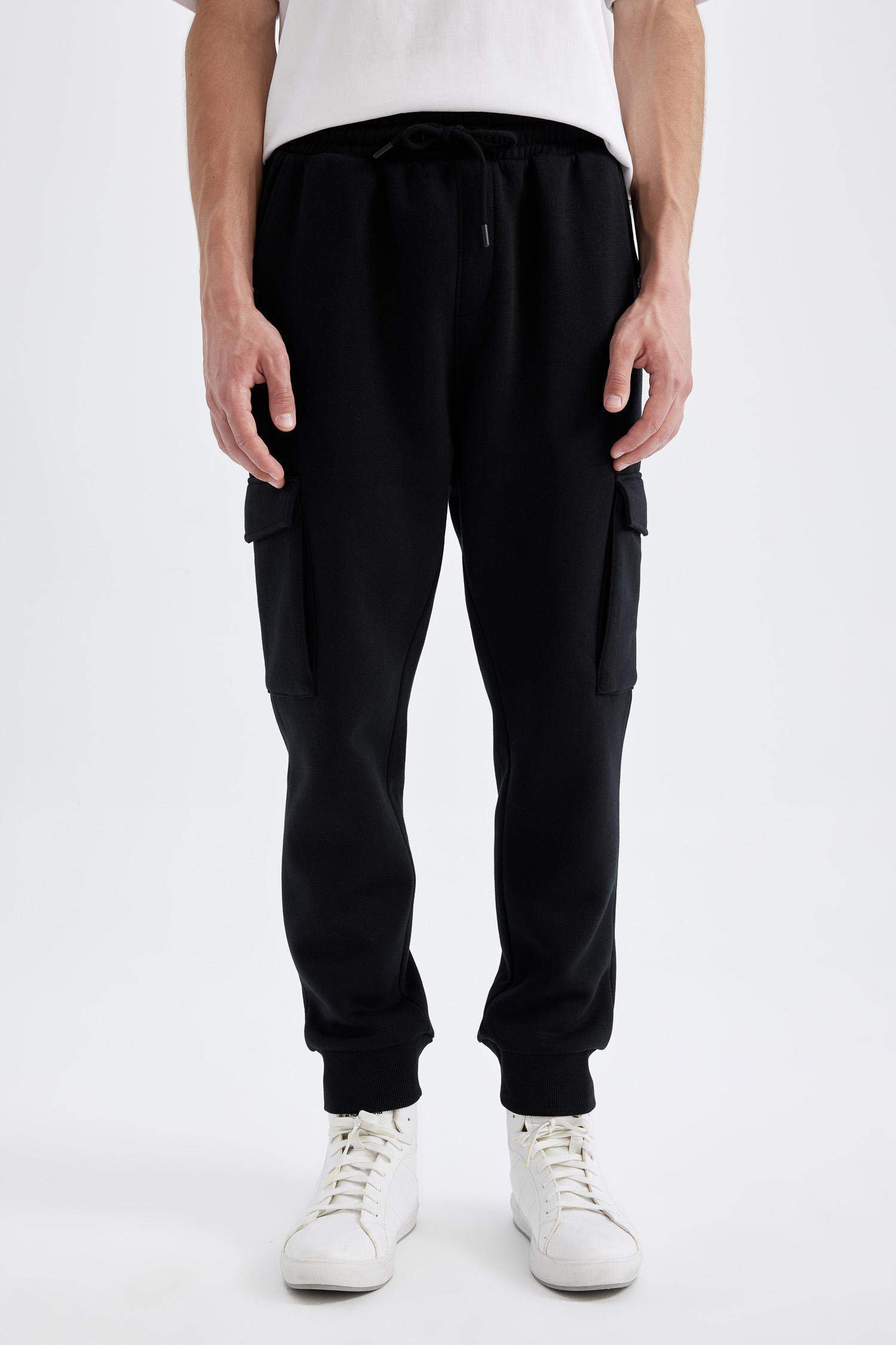 Regular Fit Jogger Eşofman Altı Kargo Cepli Basic Düz Beli Bağcıklı Lastikli Paça