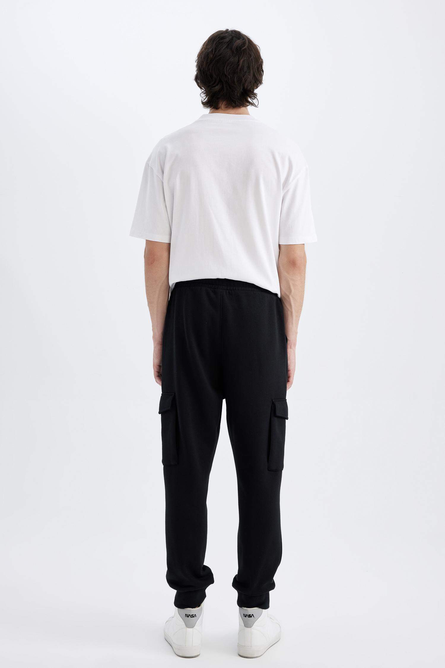 Regular Fit Jogger Eşofman Altı Kargo Cepli Basic Düz Beli Bağcıklı Lastikli Paça