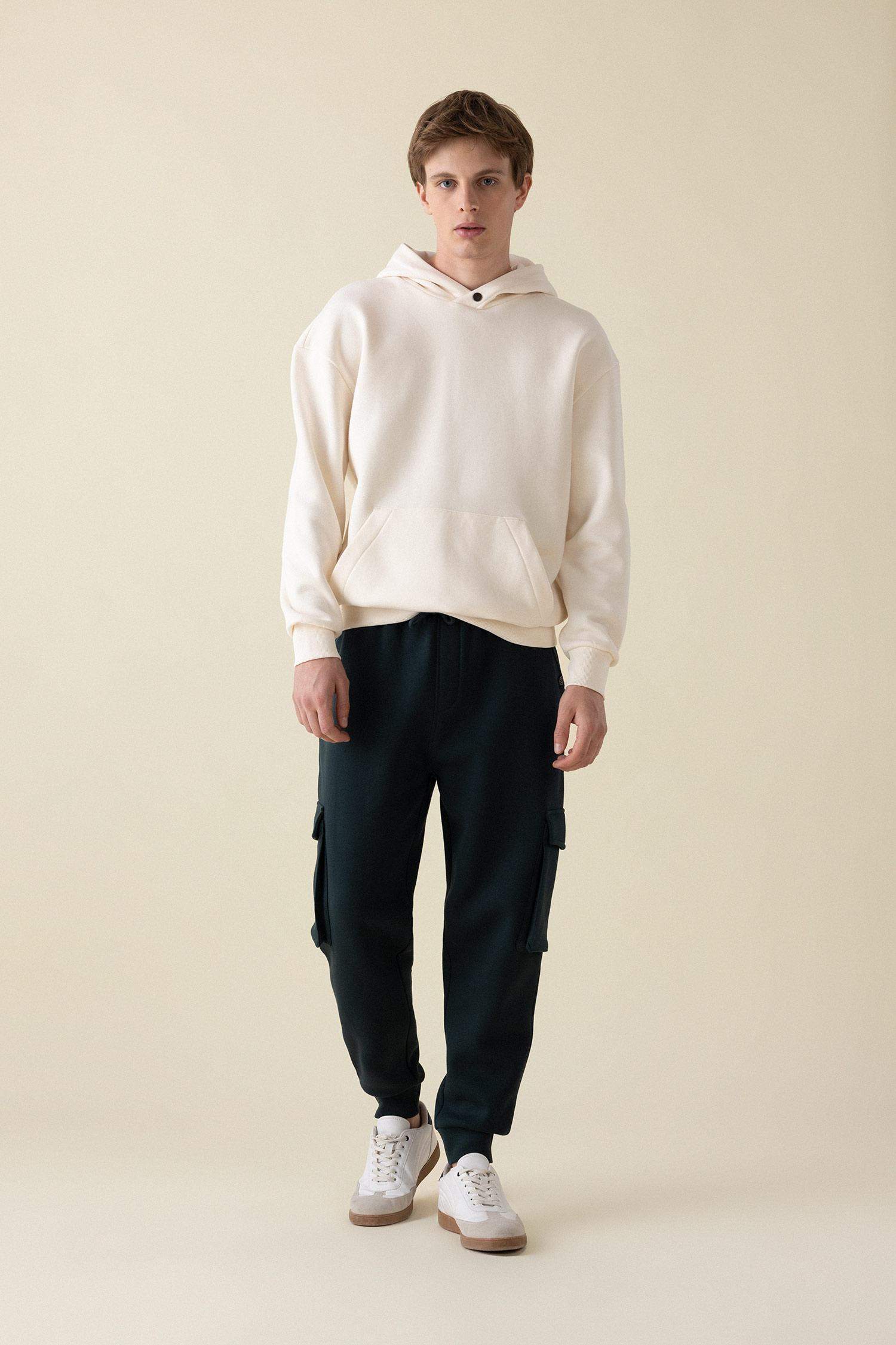 Regular Fit Jogger Eşofman Altı Kargo Cepli Basic Düz Beli Bağcıklı Lastikli Paça