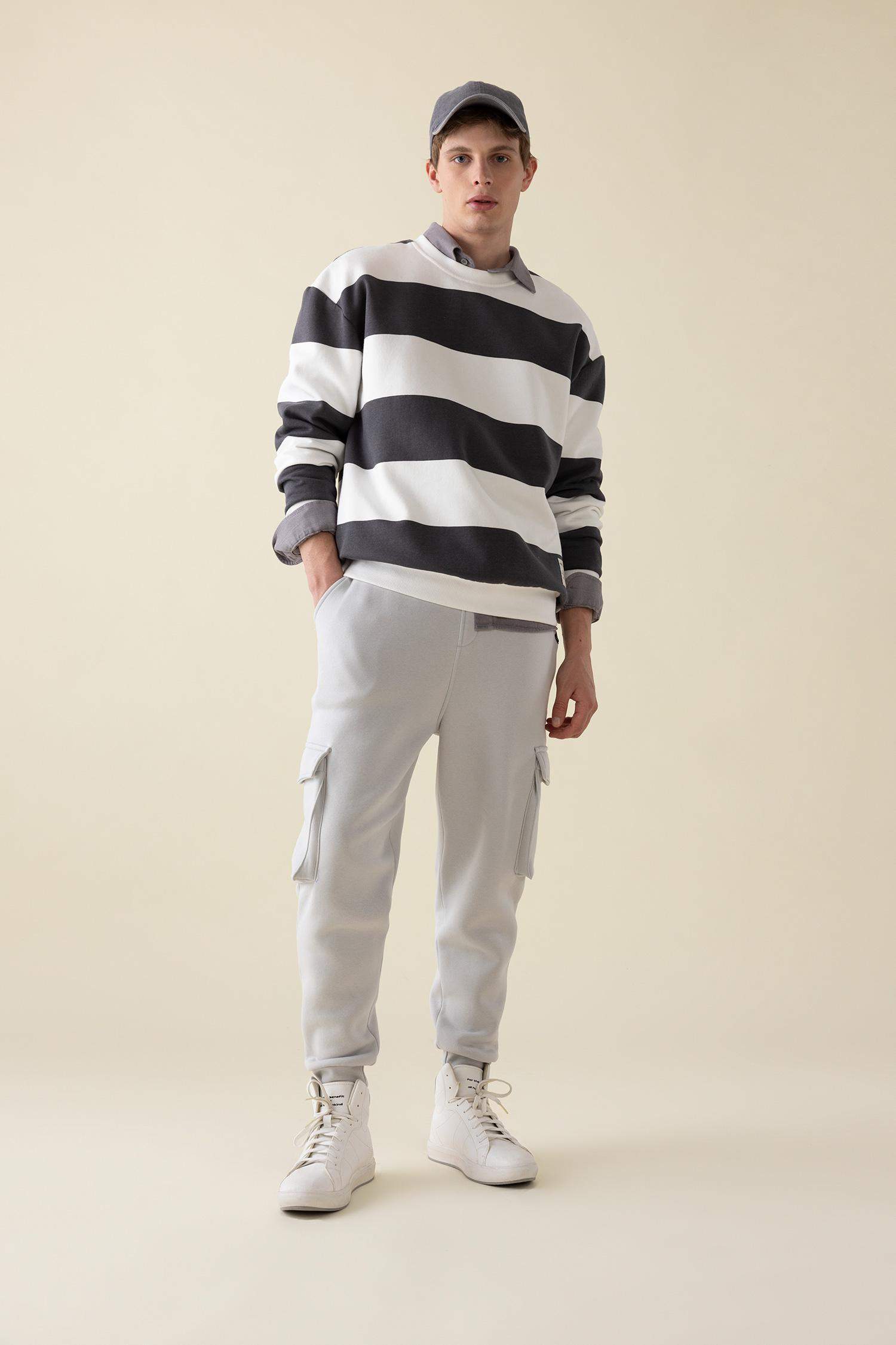 Regular Fit Jogger Eşofman Altı Kargo Cepli Basic Düz Beli Bağcıklı Lastikli Paça