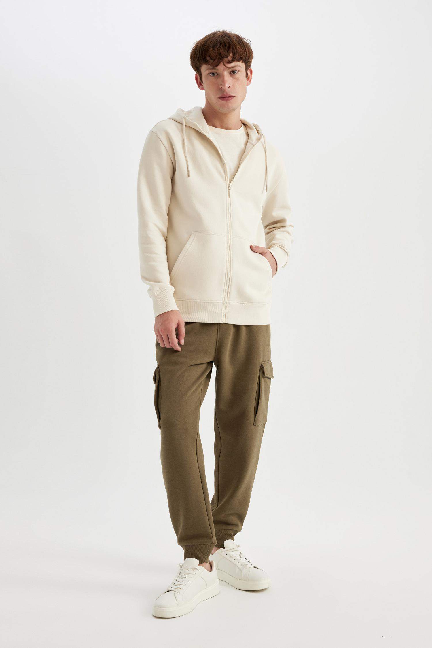 Regular Fit Jogger Eşofman Altı Kargo Cepli Basic Düz Beli Bağcıklı Lastikli Paça