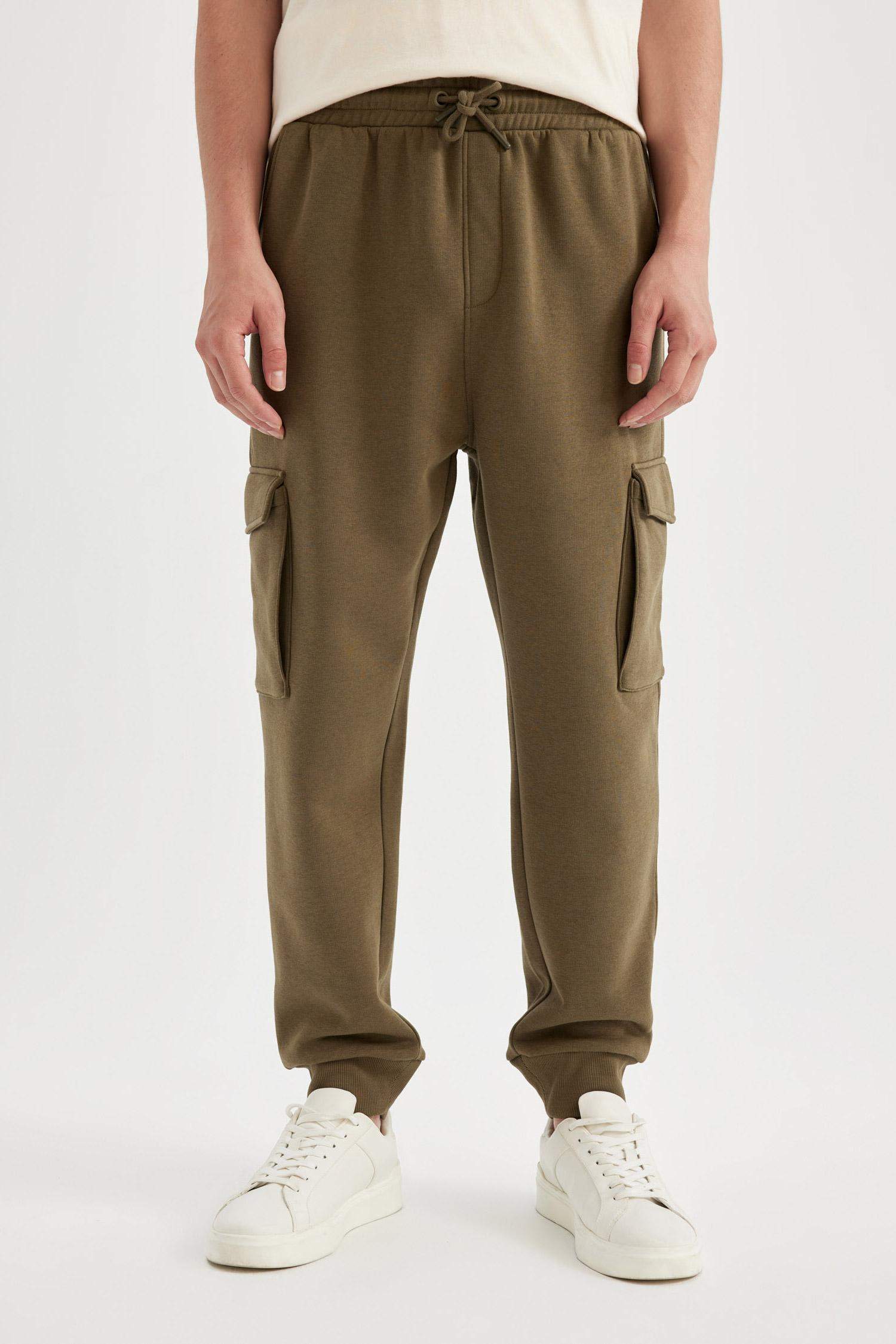 Regular Fit Jogger Eşofman Altı Kargo Cepli Basic Düz Beli Bağcıklı Lastikli Paça