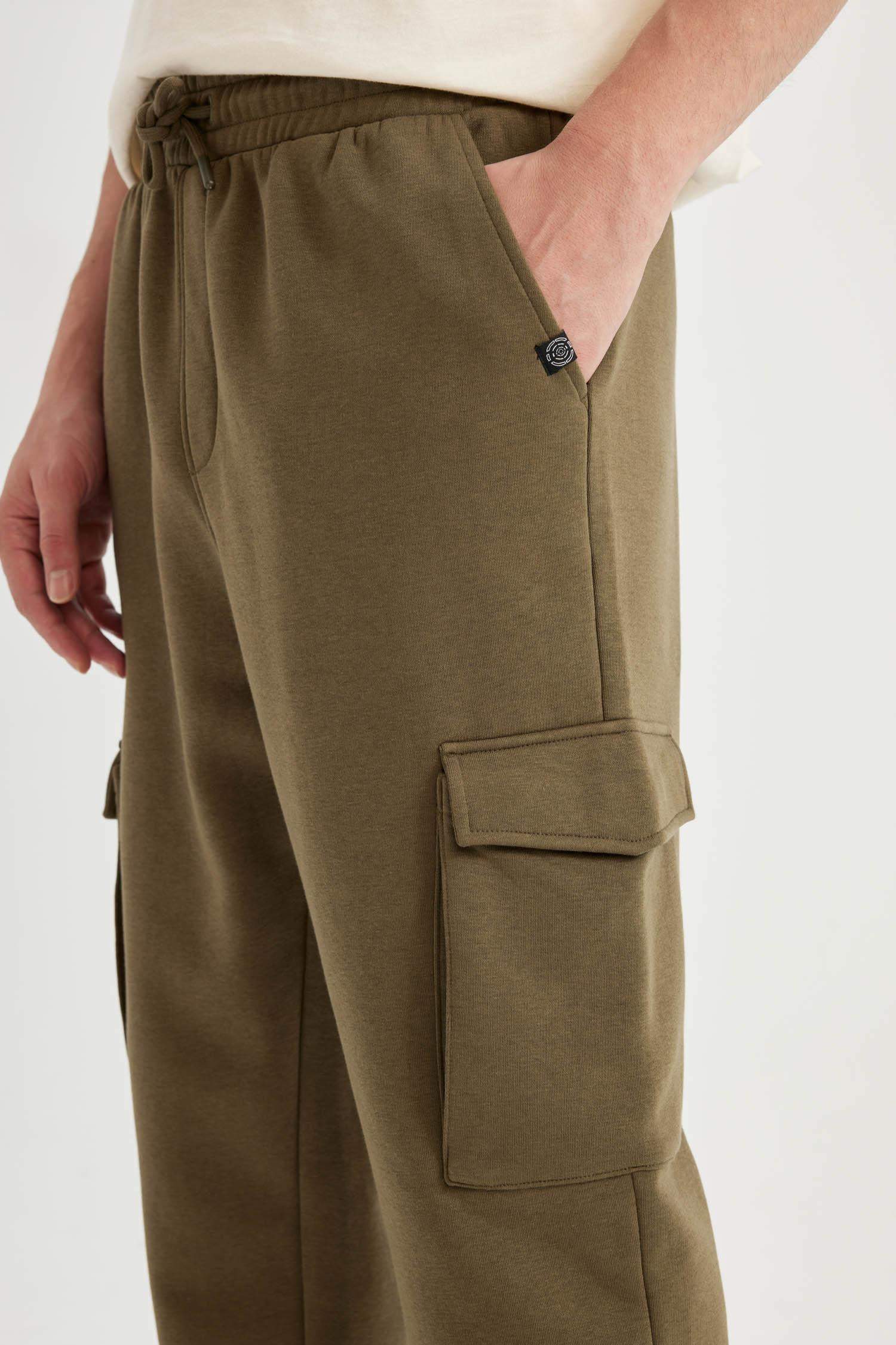 Regular Fit Jogger Eşofman Altı Kargo Cepli Basic Düz Beli Bağcıklı Lastikli Paça