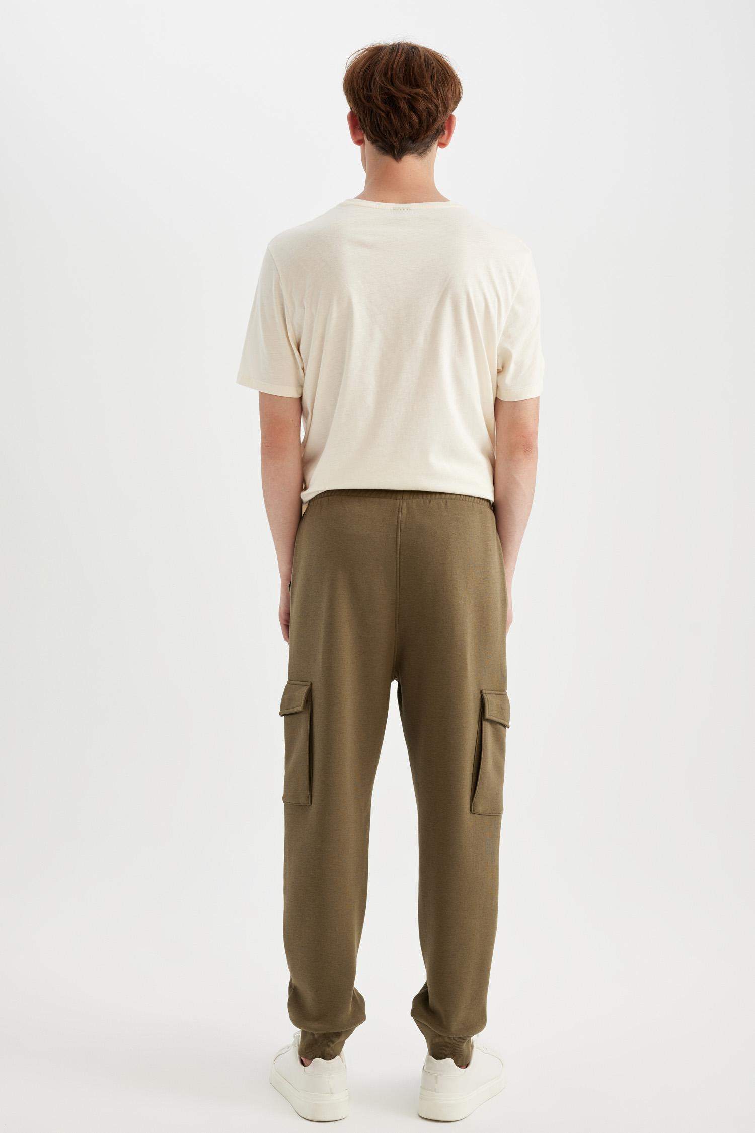 Regular Fit Jogger Eşofman Altı Kargo Cepli Basic Düz Beli Bağcıklı Lastikli Paça