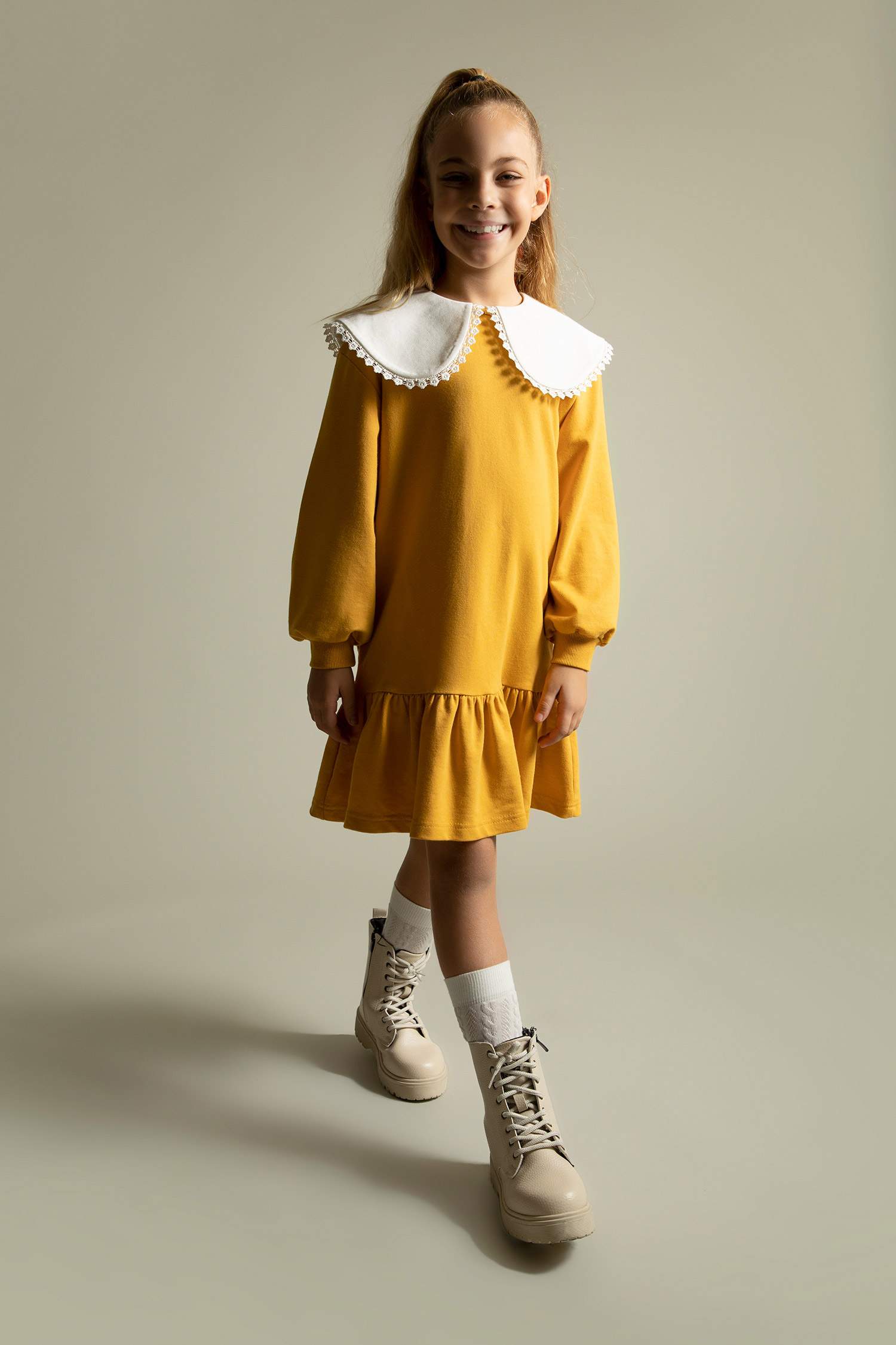 Yellow Girls & Teens Thin Sweatshirt Fabric Knitted Dress 2671066 DeFacto