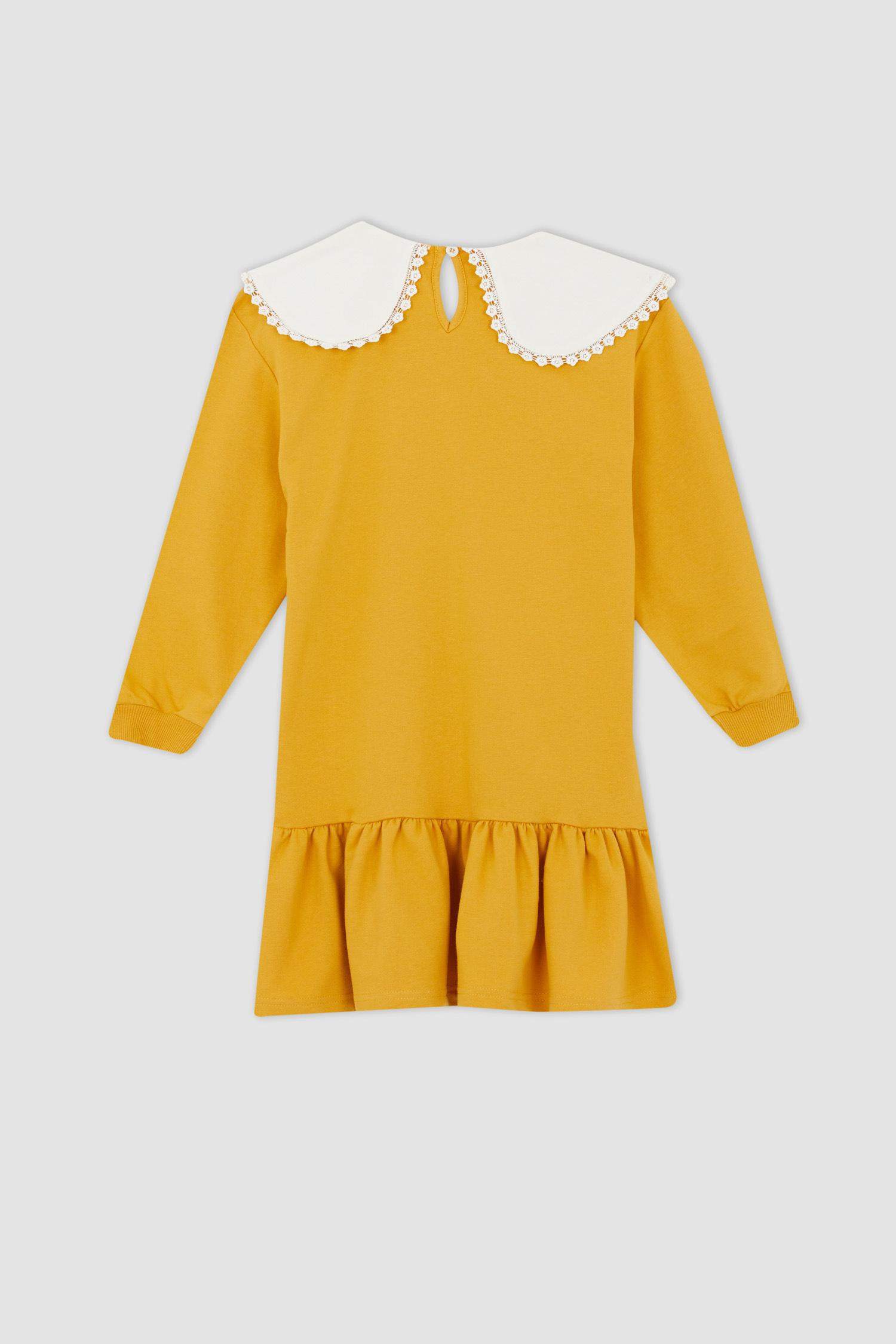 Yellow GIRLS & TEENS Thin Sweatshirt Fabric Knitted Dress 2671066 DeFacto