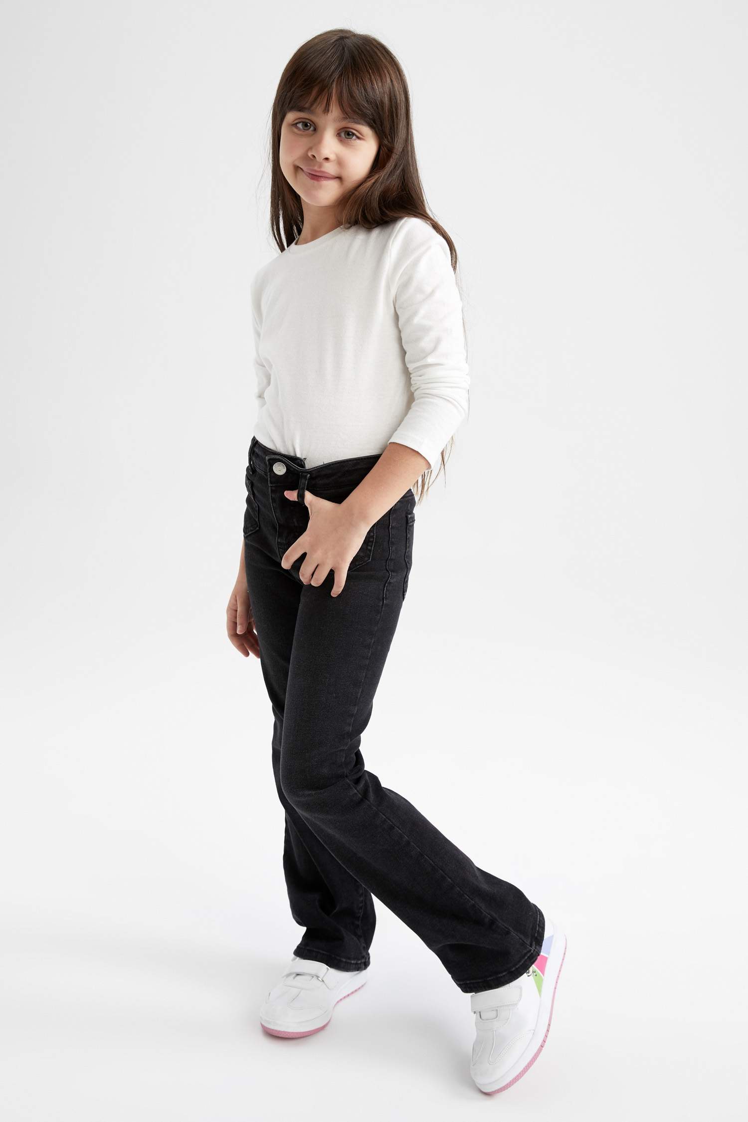 Anthracite GIRLS & TEENS Flare Pants 2657228 | DeFacto