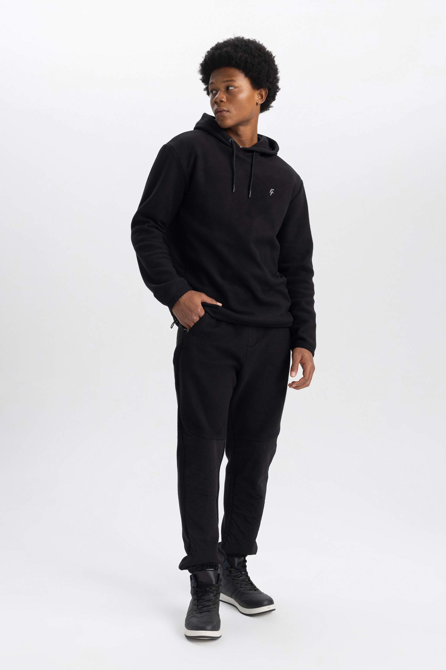 DeFactoFit Standard Fit Hooded Fleece Sweatshirt