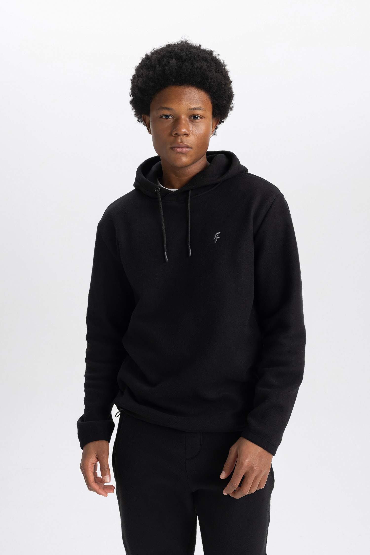 DeFactoFit Standard Fit Hooded Fleece Sweatshirt