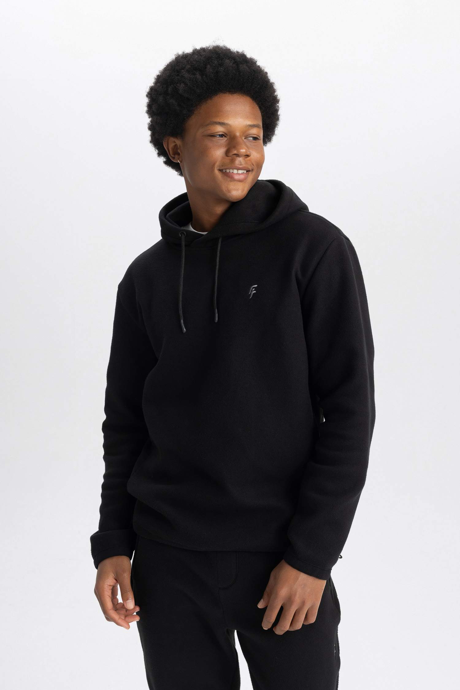 DeFactoFit Standard Fit Hooded Fleece Sweatshirt