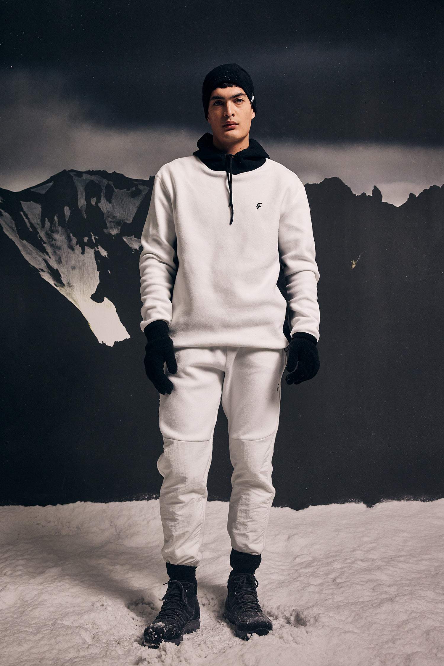 DeFactoFit Standard Fit Printed Hooded Polar Fleece Sweatshirt