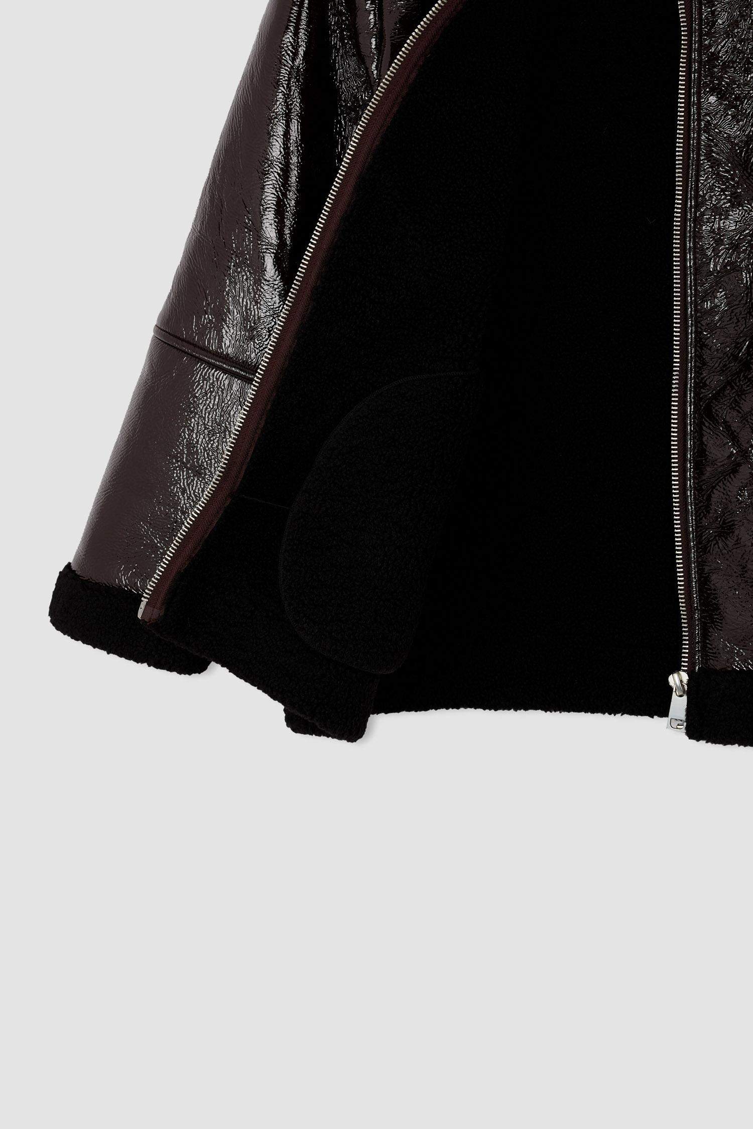 Oversize Geniş Kesim Suni Kürk Astarlı Suni Deri Mont