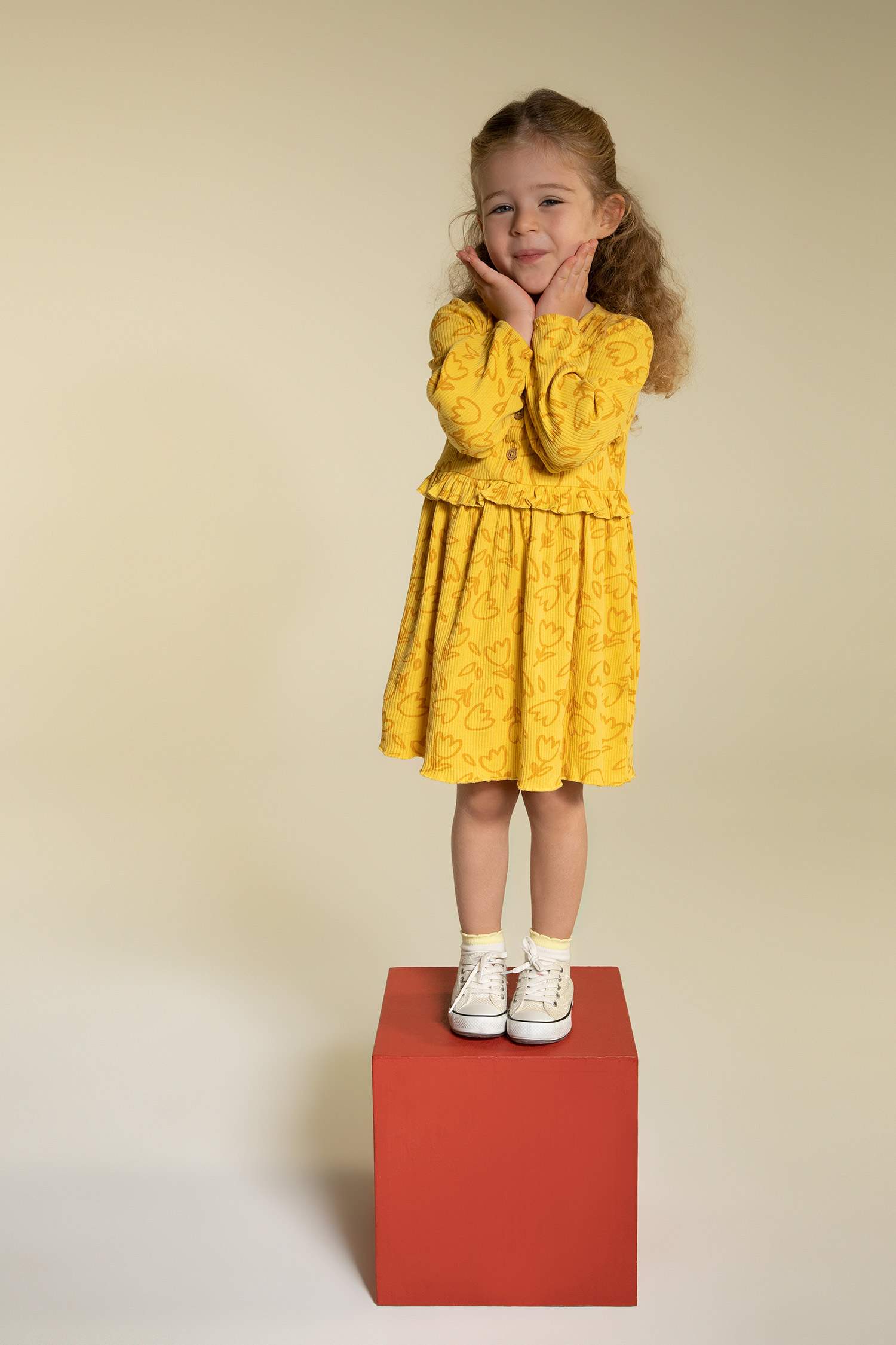 Сәби Қыз велосипед мойыны ұзын жеңді Трикотаж көйлек