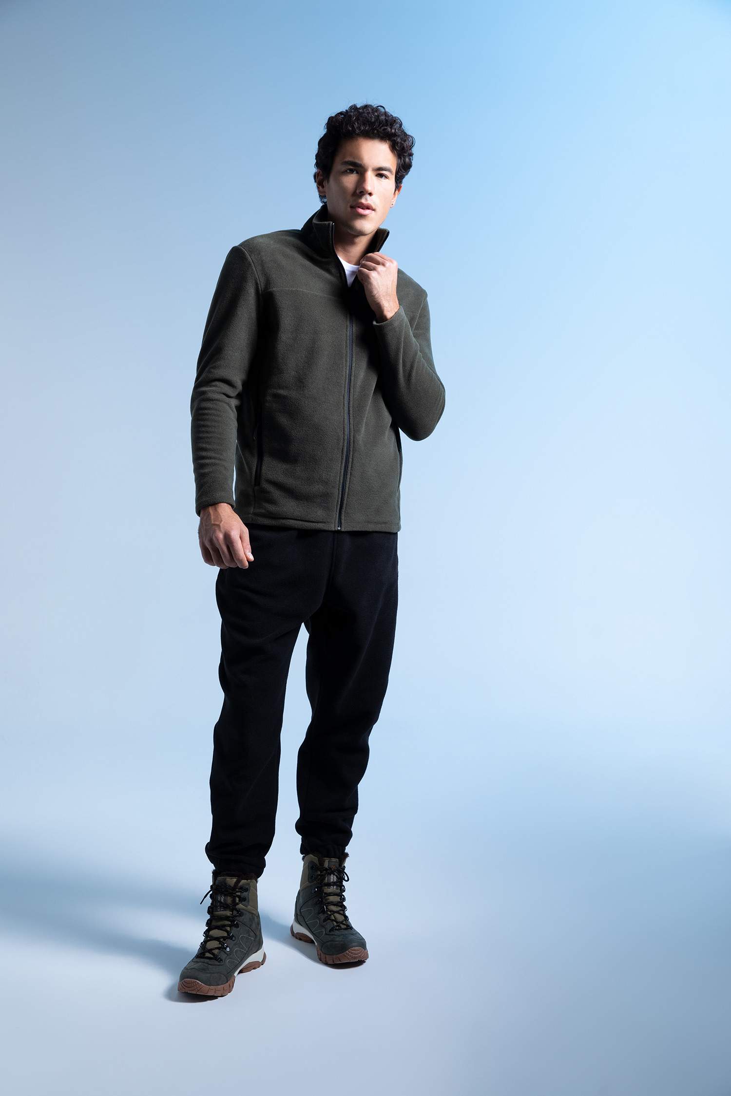 Standard Fit High Neck fleece Soft Hairy Inside Cardigan