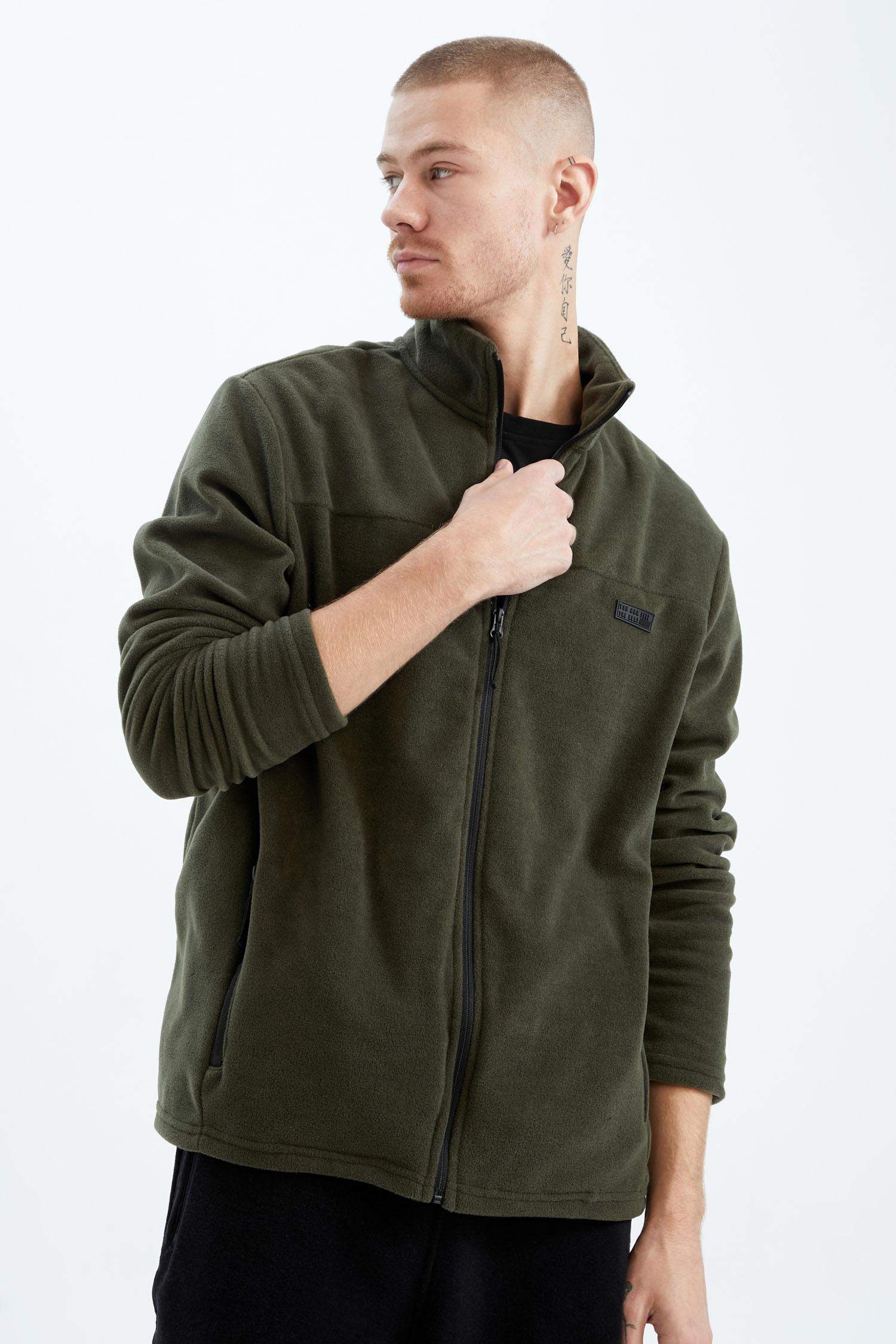 Standard Fit High Neck fleece Soft Hairy Inside Cardigan