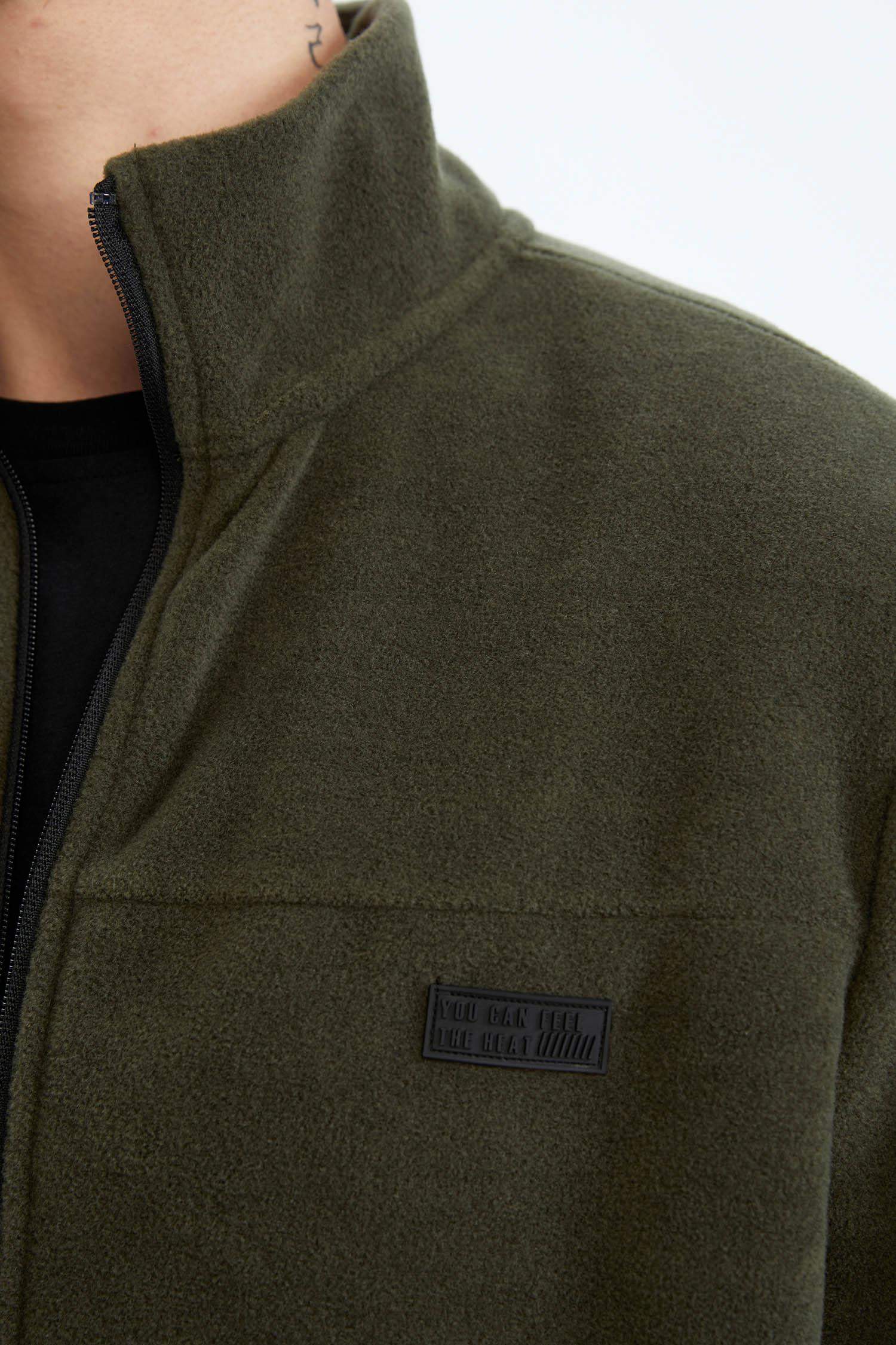 Standard Fit High Neck fleece Soft Hairy Inside Cardigan