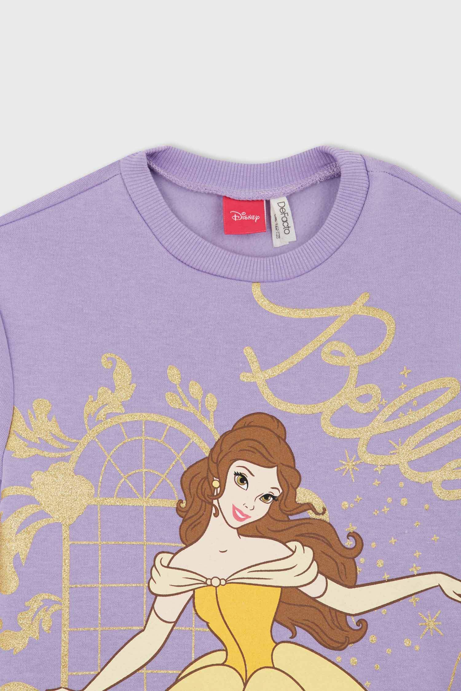 Kız Çocuk Disney Prenses Bisiklet Yaka İçi Yumuşak Tüylü Sweatshirt