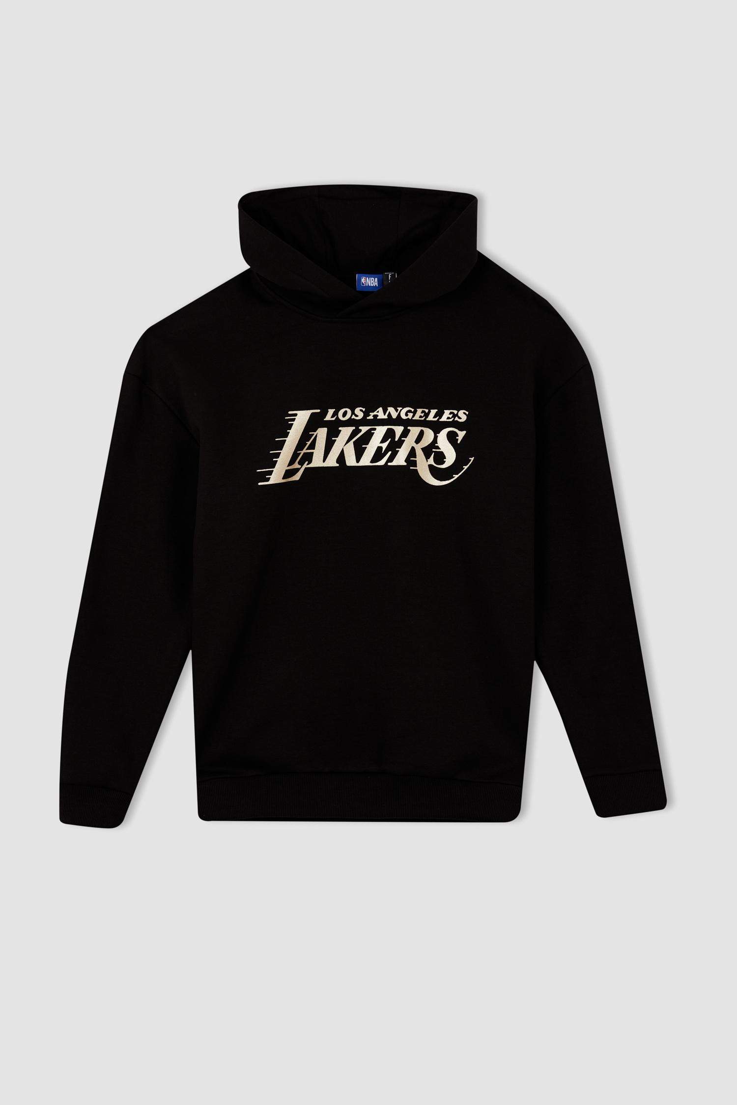 Black MAN DeFactoFit NBA Los Angeles Lakers Licensed Oversize Fit Crew Neck  T-Shirt 2836234