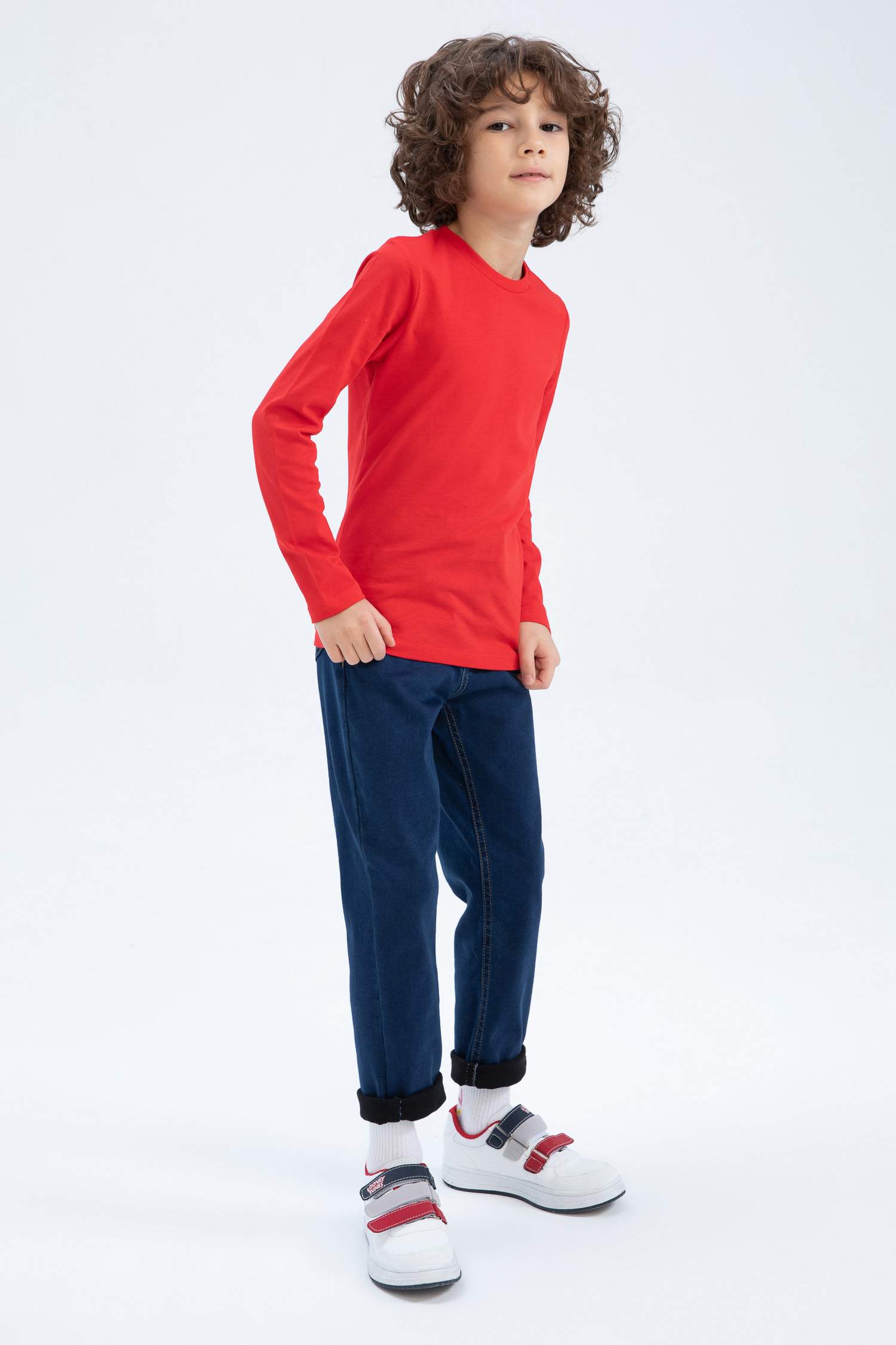 Ұлдарға дөңгелек жаға ұзын жеңді 2 Ұзын жеңді футболка