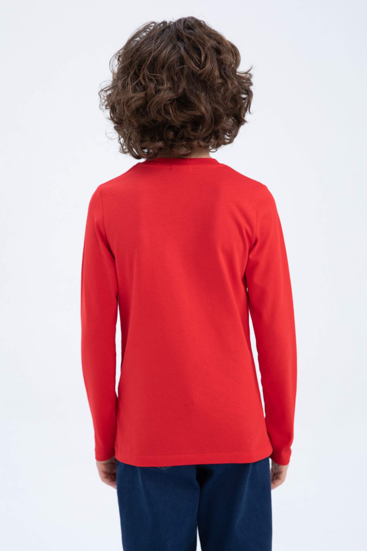 Ұлдарға дөңгелек жаға ұзын жеңді 2 Ұзын жеңді футболка