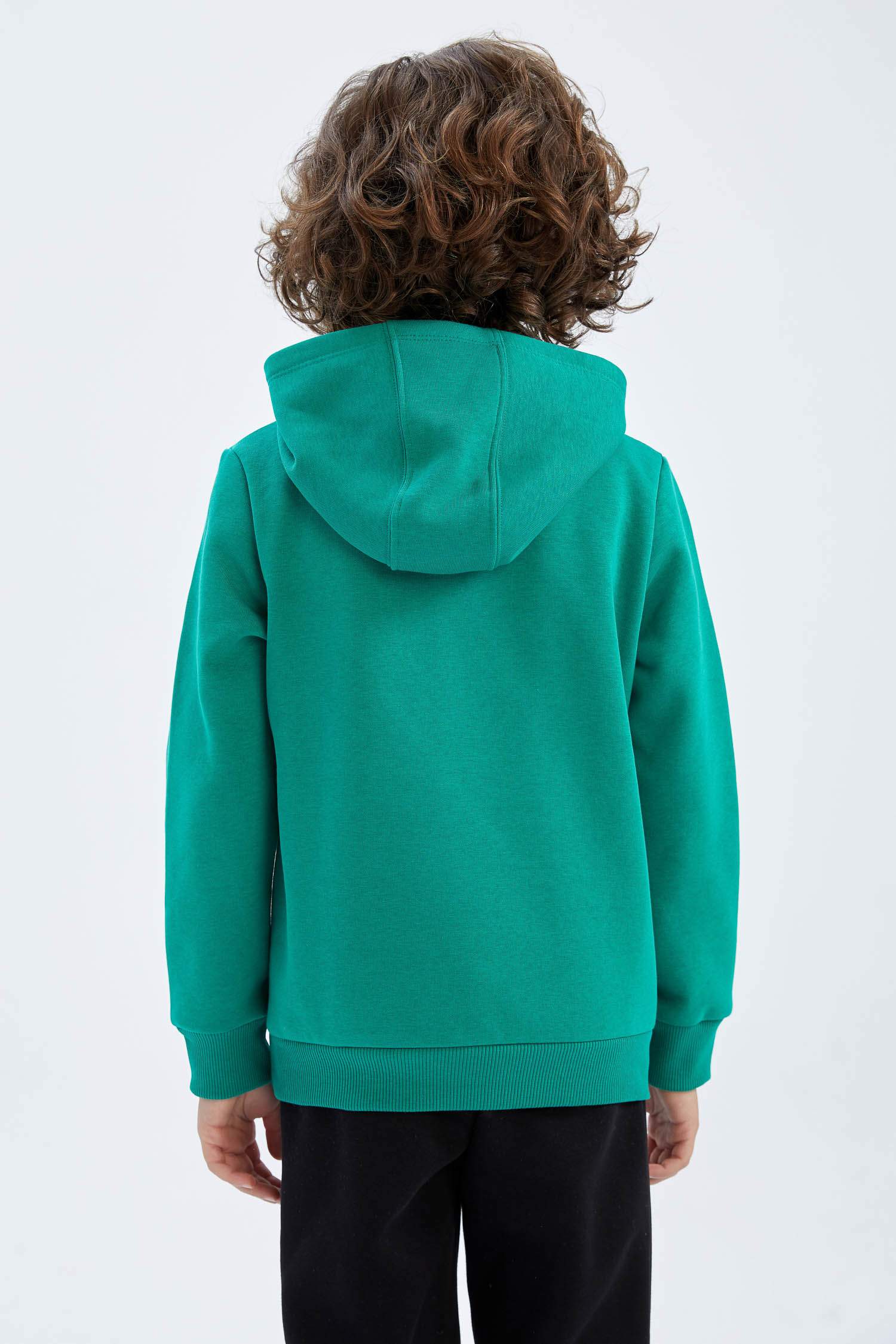 Boys Solid Green Neon Cotton Full Sleeve Regular Fit Sweatshirt