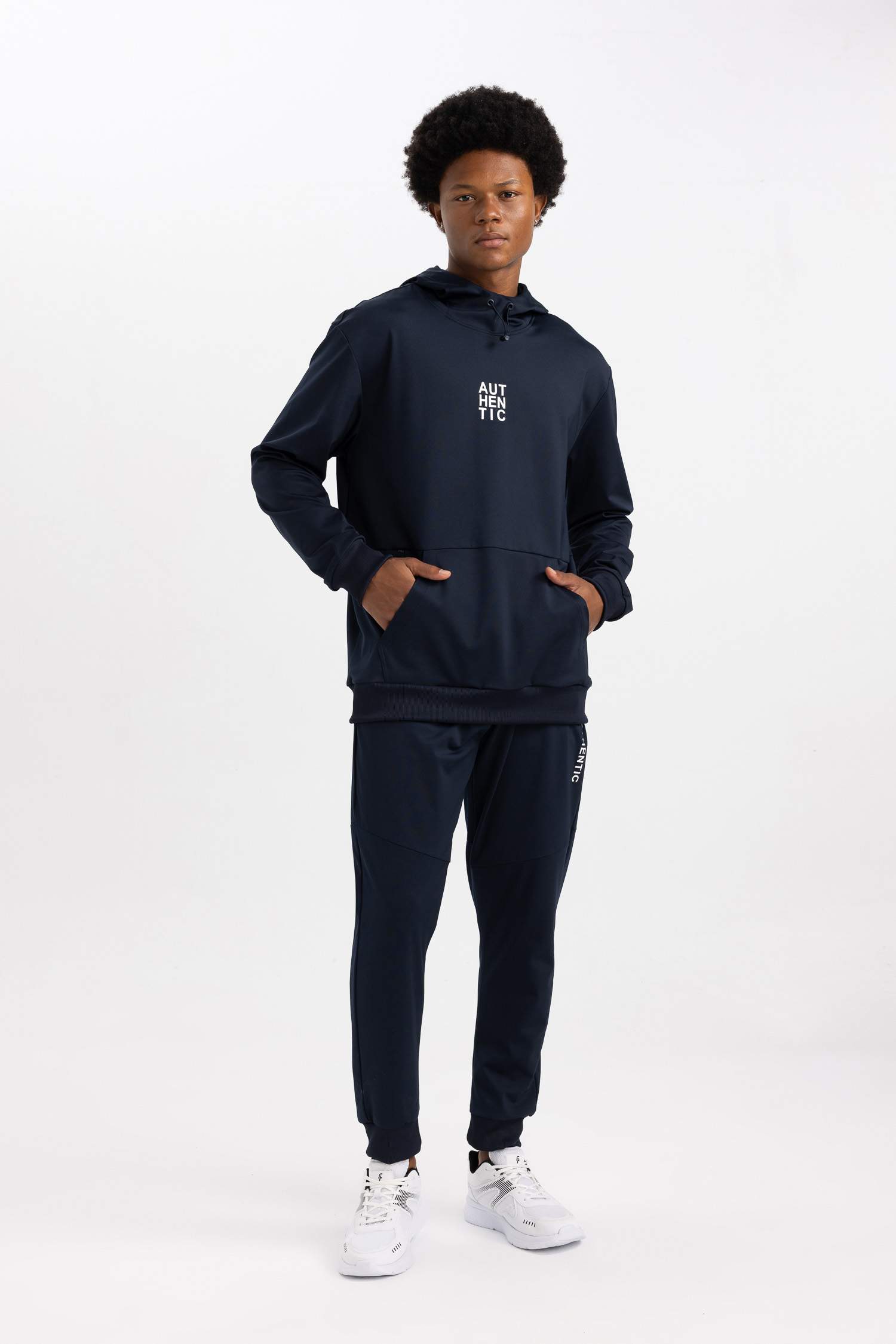 DeFactoFit Standard Fit Hooded Printed Scuba Fabric Sports Sweatshirt