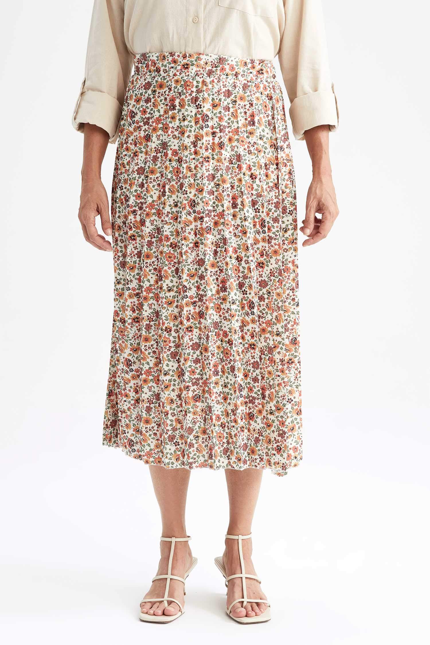 A Cut Flower Crepe Maxi Skirt