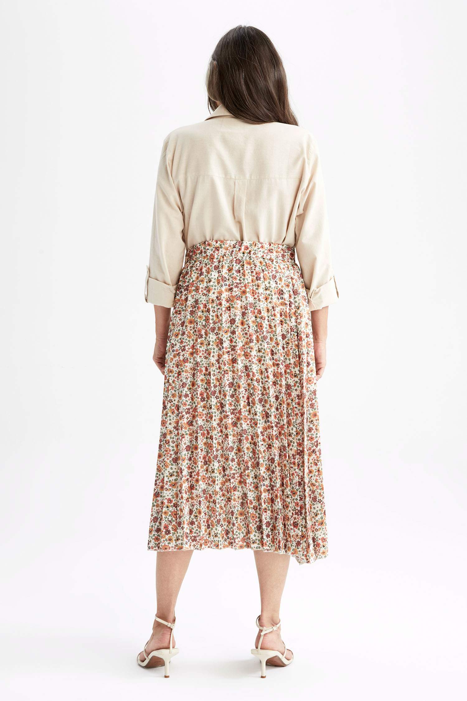A Cut Flower Crepe Maxi Skirt