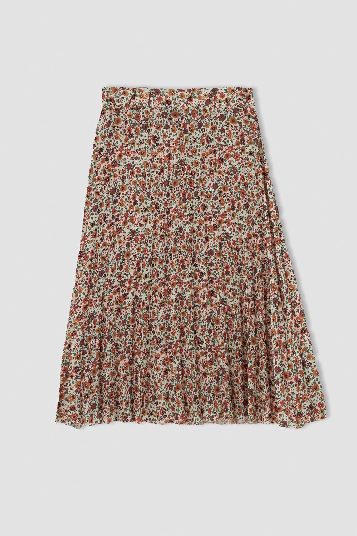 A Cut Flower Crepe Maxi Skirt