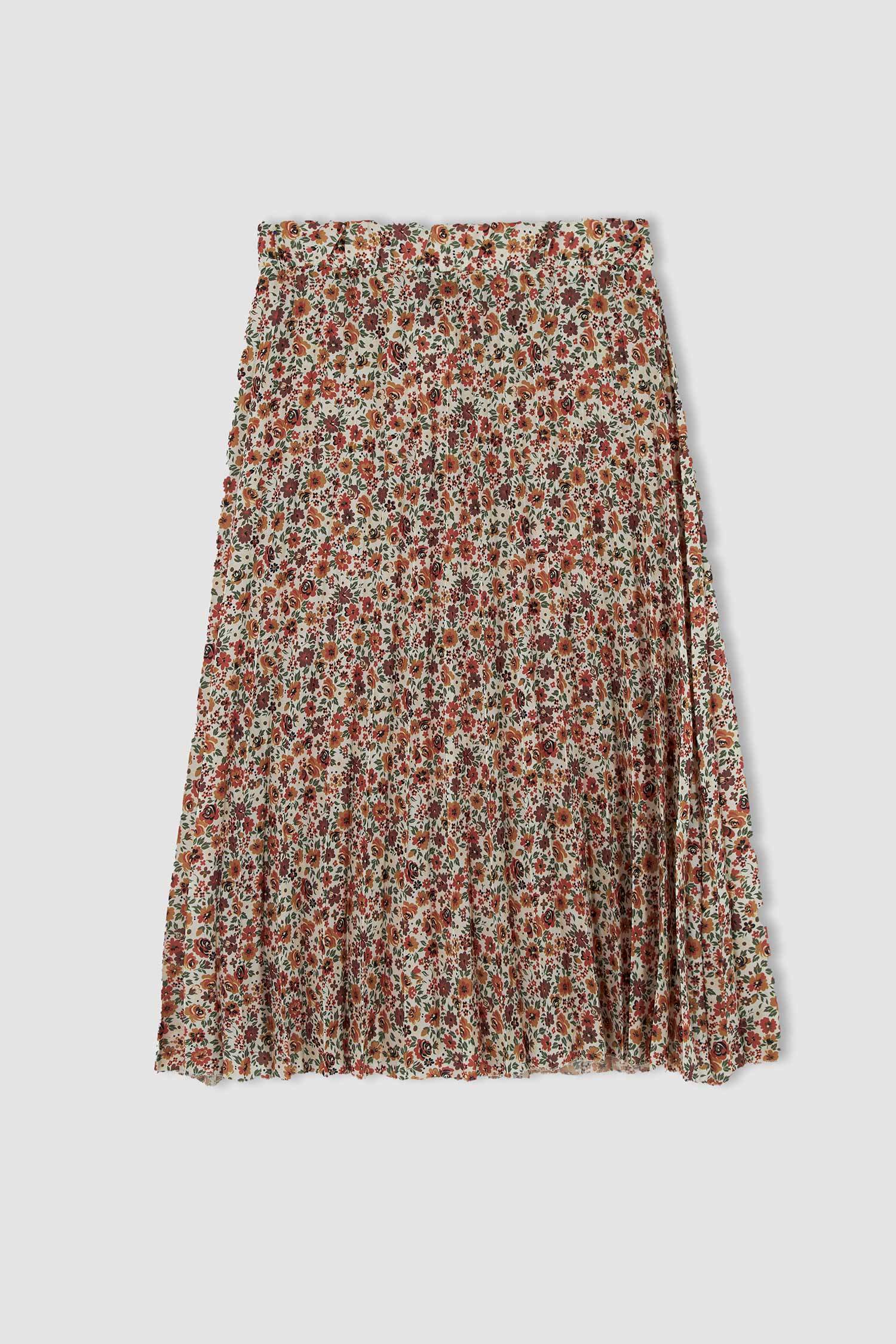 A Cut Flower Crepe Maxi Skirt
