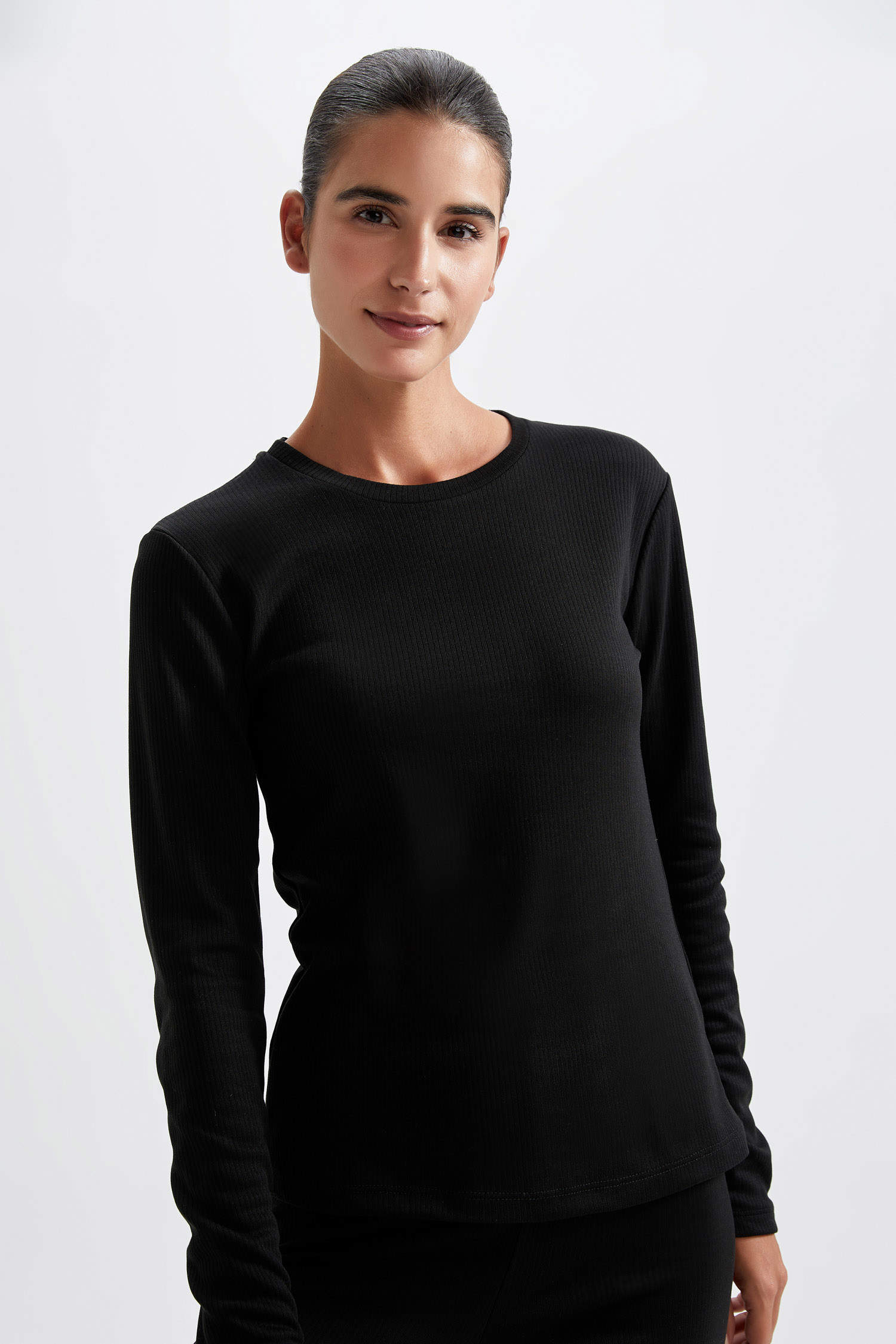 Black WOMEN Slim Fit Long Sleeve Knitted Tops 2657200 | DeFacto