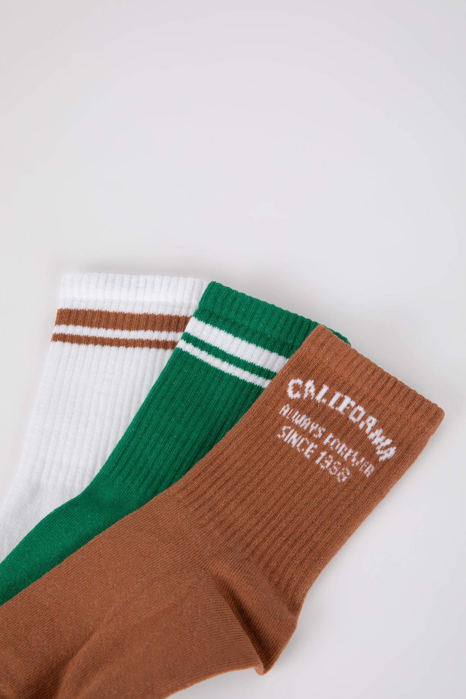 Kadın Slogan Baskılı 3'lü Pamuklu Uzun Çorap