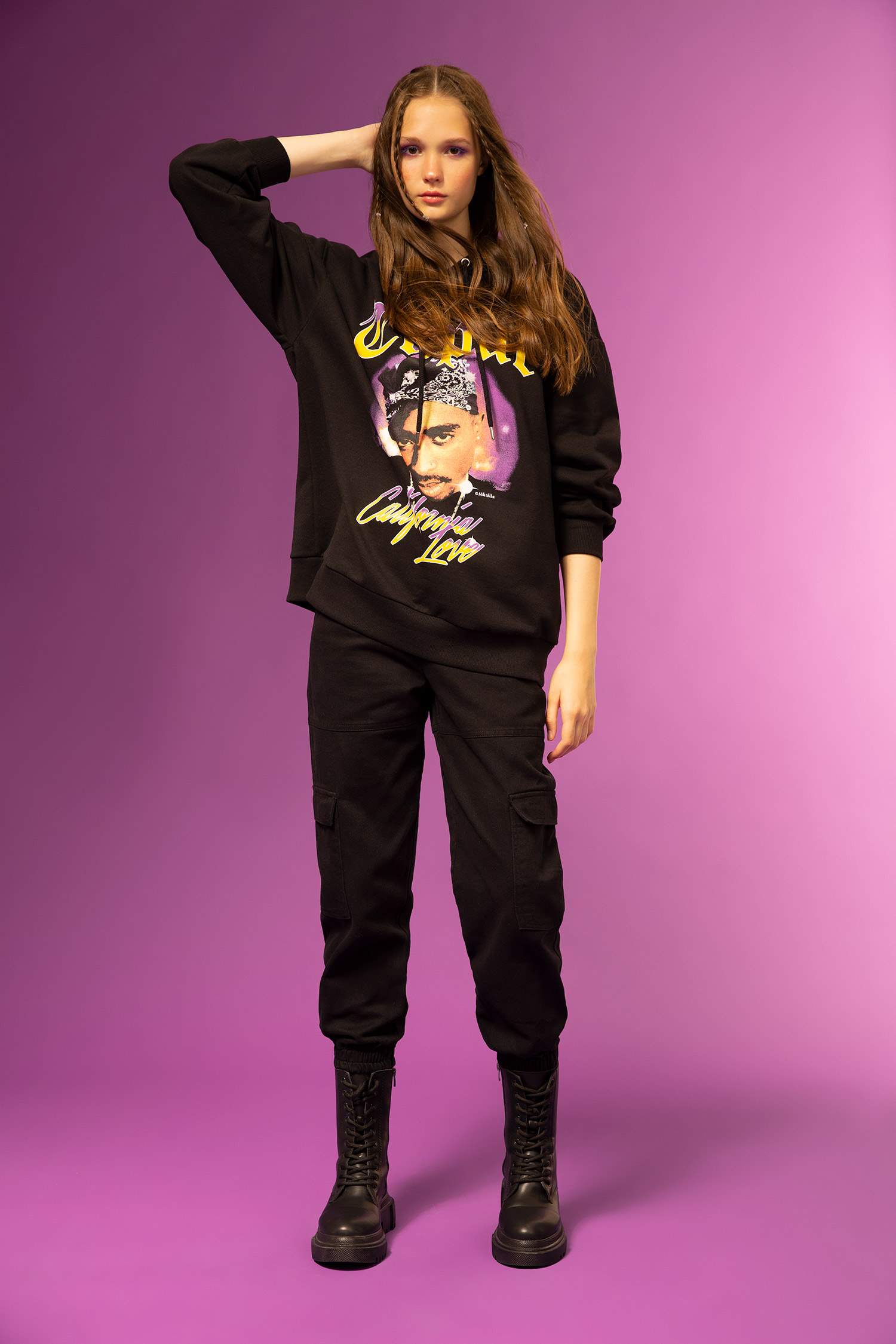 Coool Tupac Oversize Fit Kapüşonlu Sweatshirt