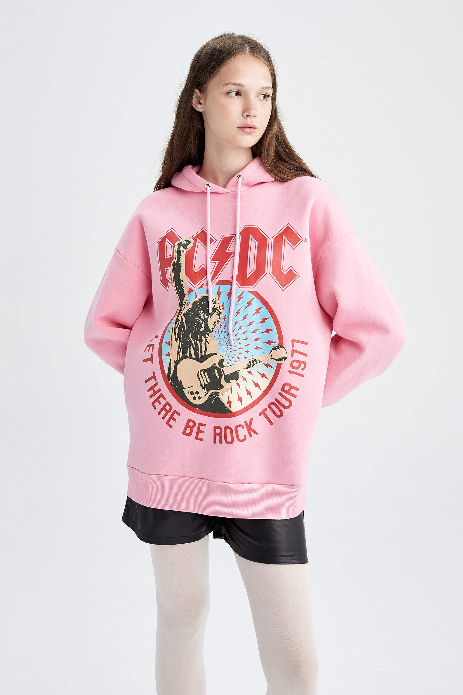 Defacto Coool AC/DC Oversize Fit Kapüşonlu Sweatshirt. 7