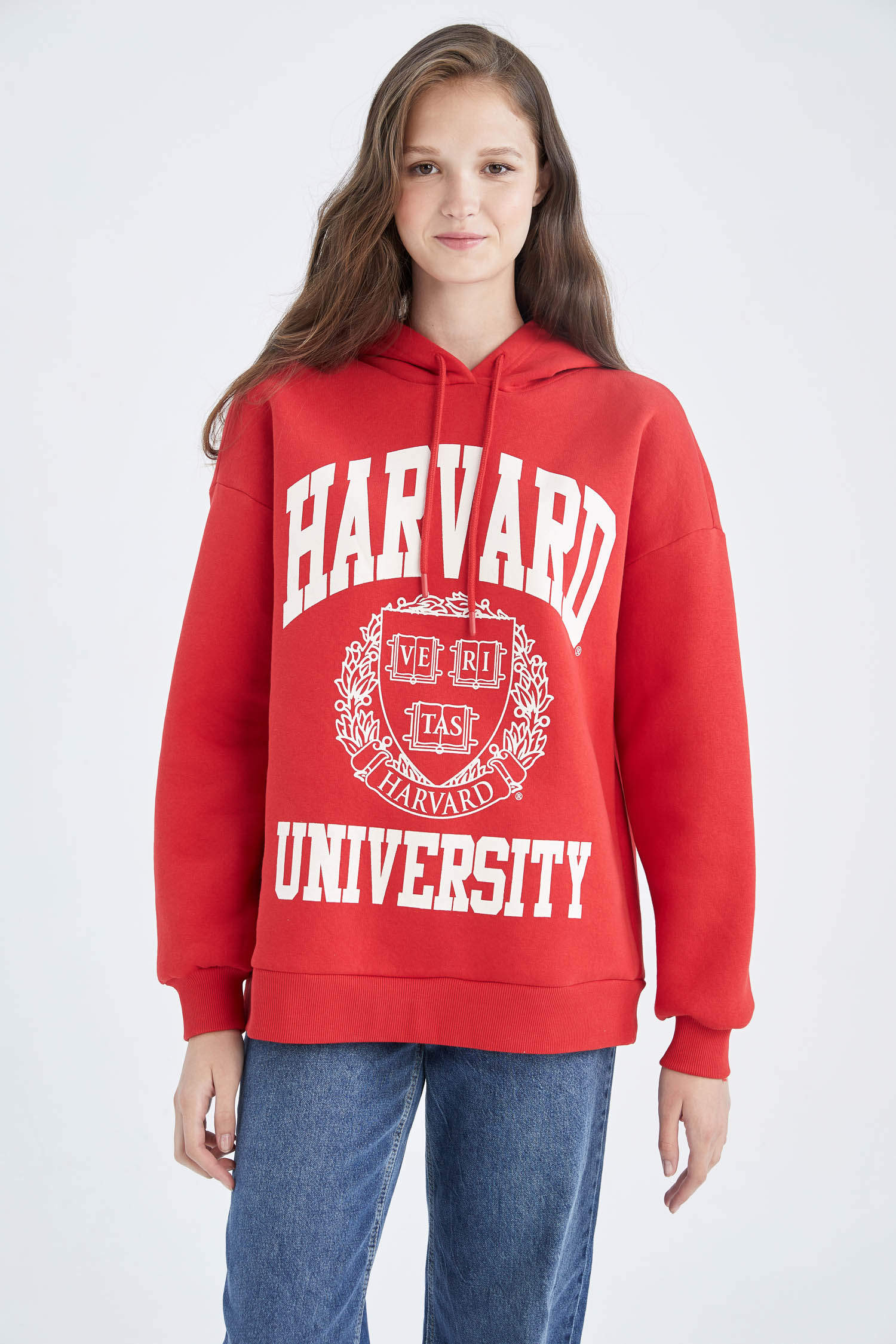 Defacto Harvard University Oversize Fit Kapüşonlu Sweatshirt. 5