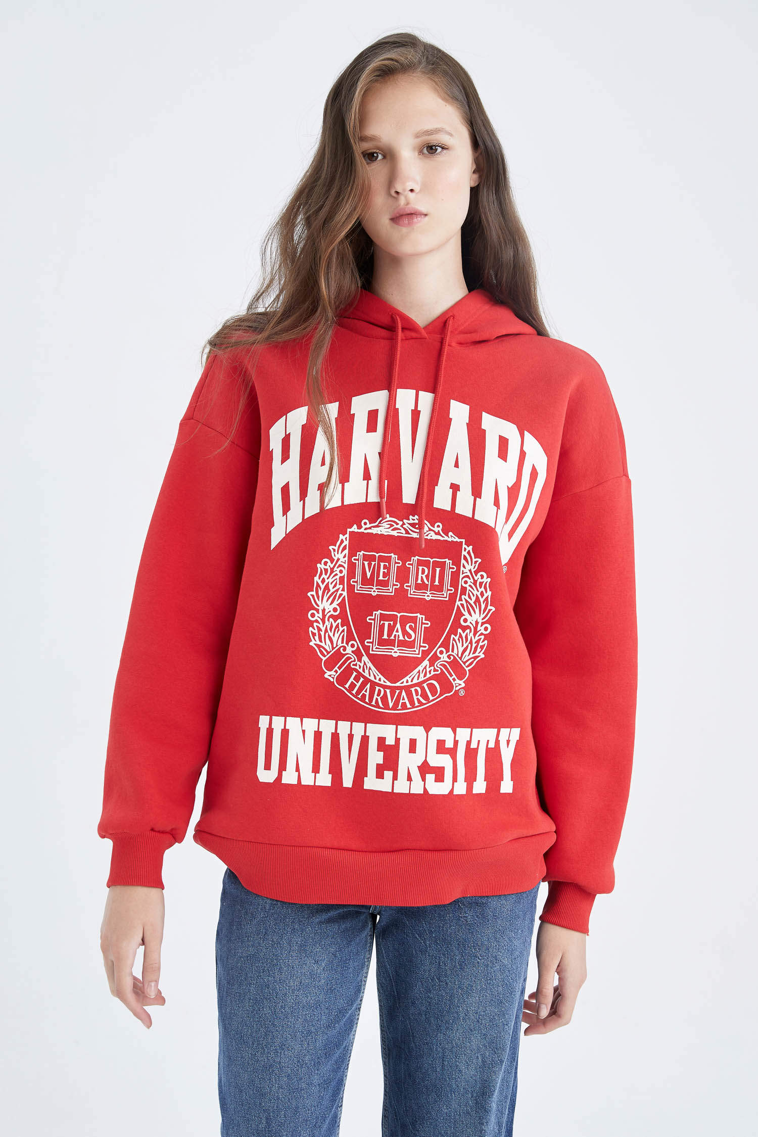 Defacto Harvard University Oversize Fit Kapüşonlu Sweatshirt. 7